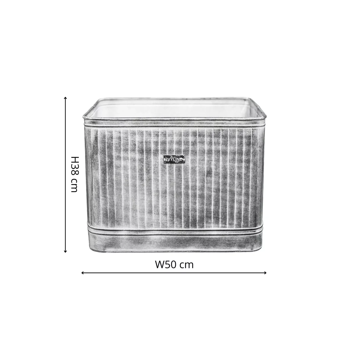 Ivyline Hampton Galvanised Rectangular Metal Outdoor Planter, 50cm – image 5