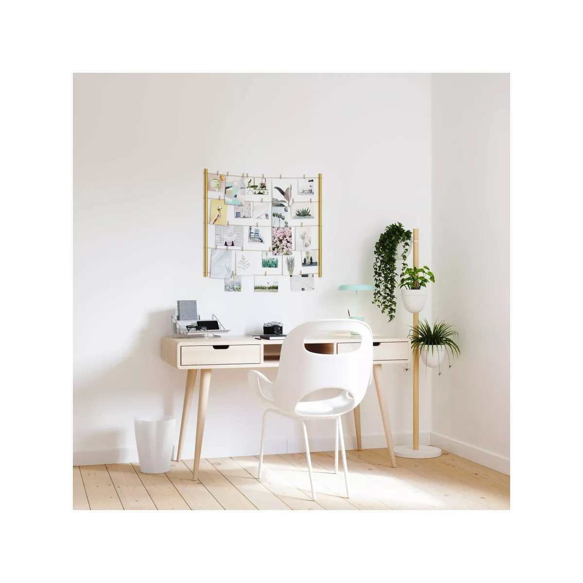Umbra Floristand Trio Freestanding Beech Wood Planter, White/Natural – image 4