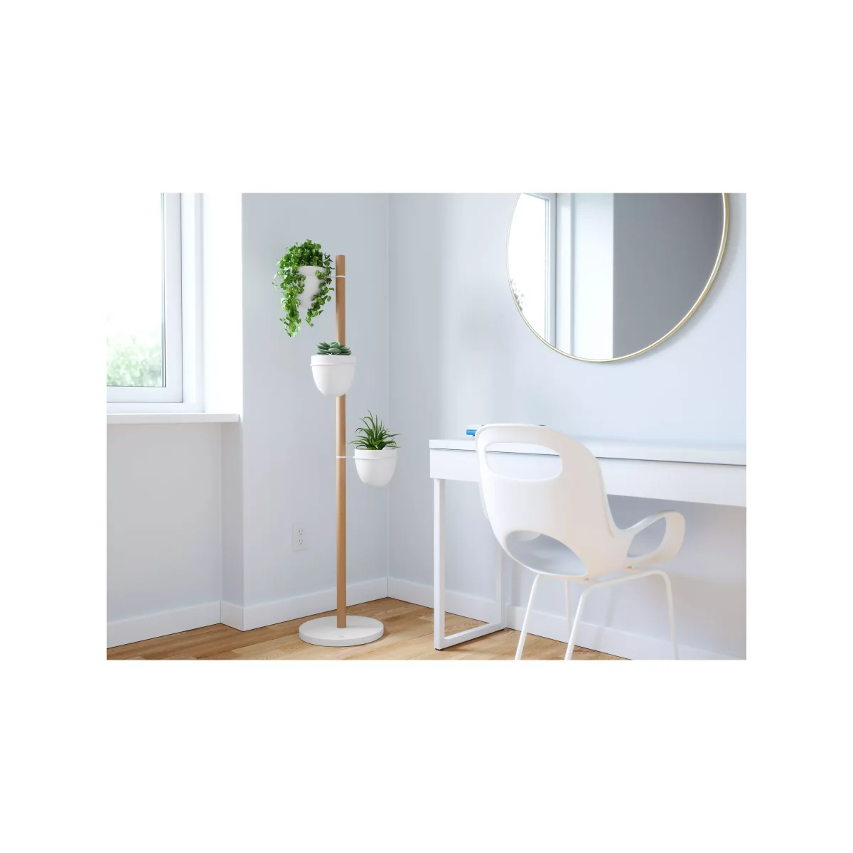 Umbra Floristand Trio Freestanding Beech Wood Planter, White/Natural – image 6
