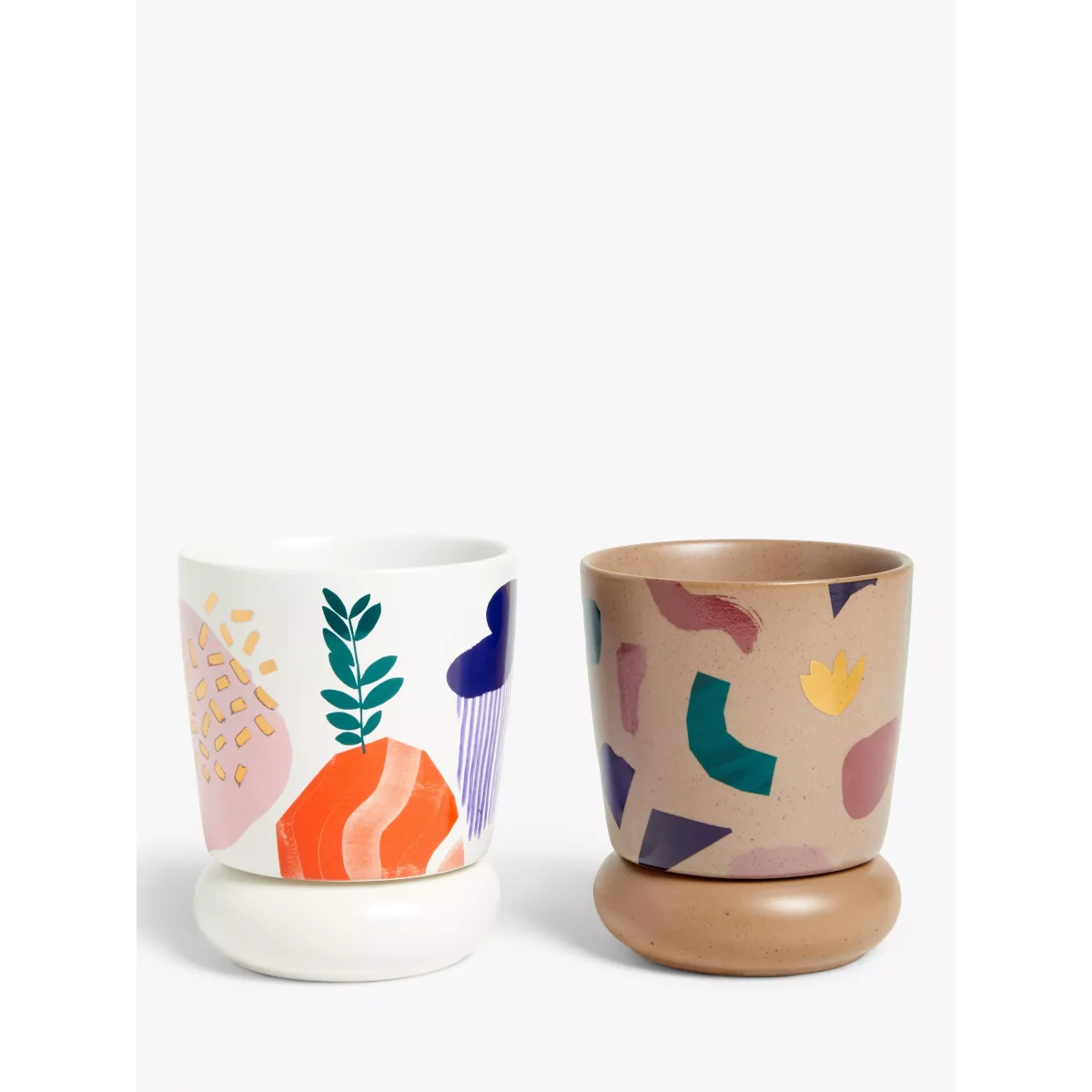 John Lewis & Partners Stoneware Geometric Planters, Set of 2 – image 2