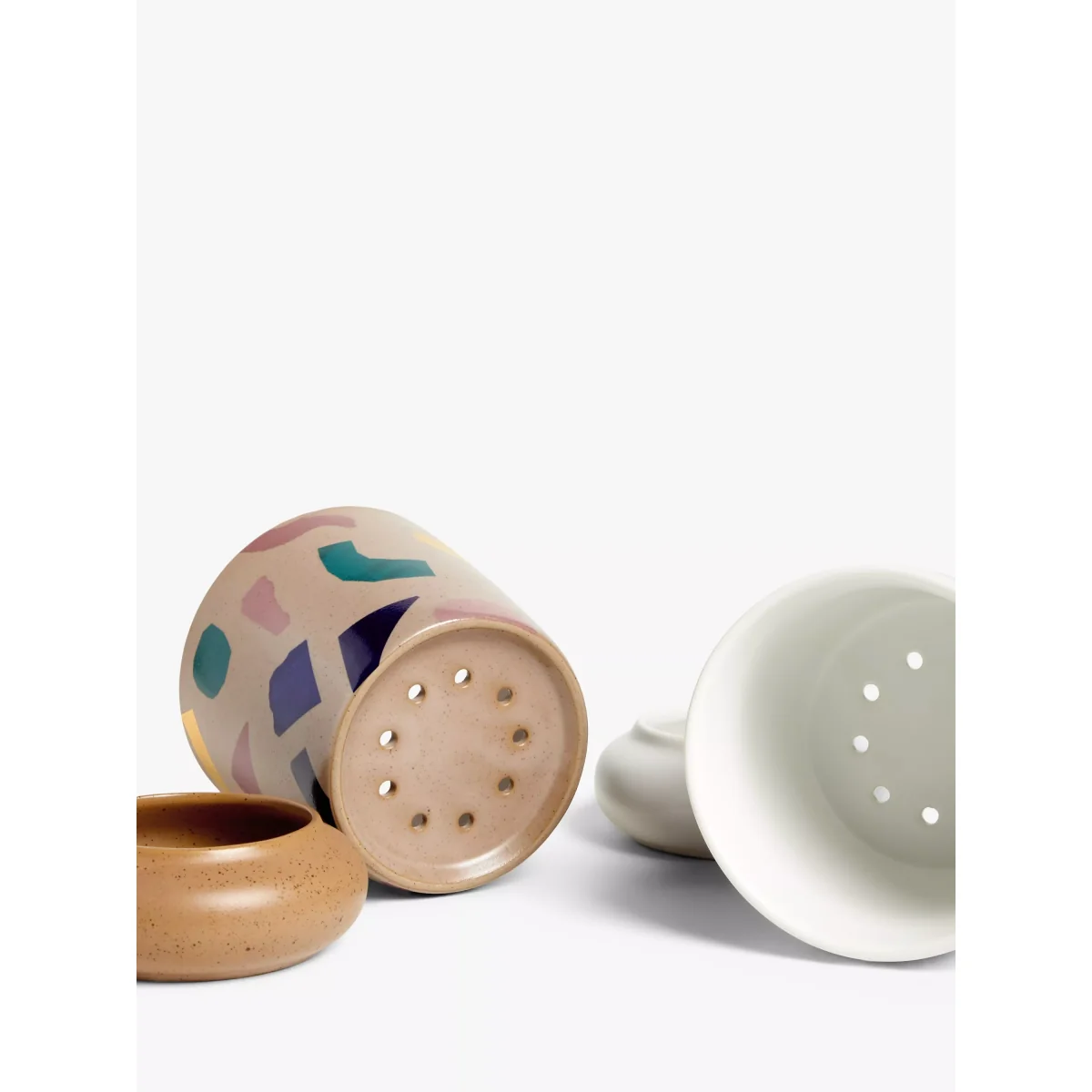 John Lewis & Partners Stoneware Geometric Planters, Set of 2 – image 5