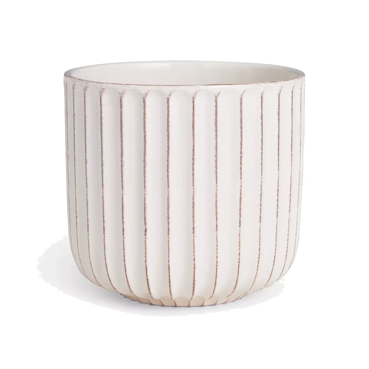 John Lewis Country Ribbed Earthenware Indoor Planter, 23cm, White – image 1