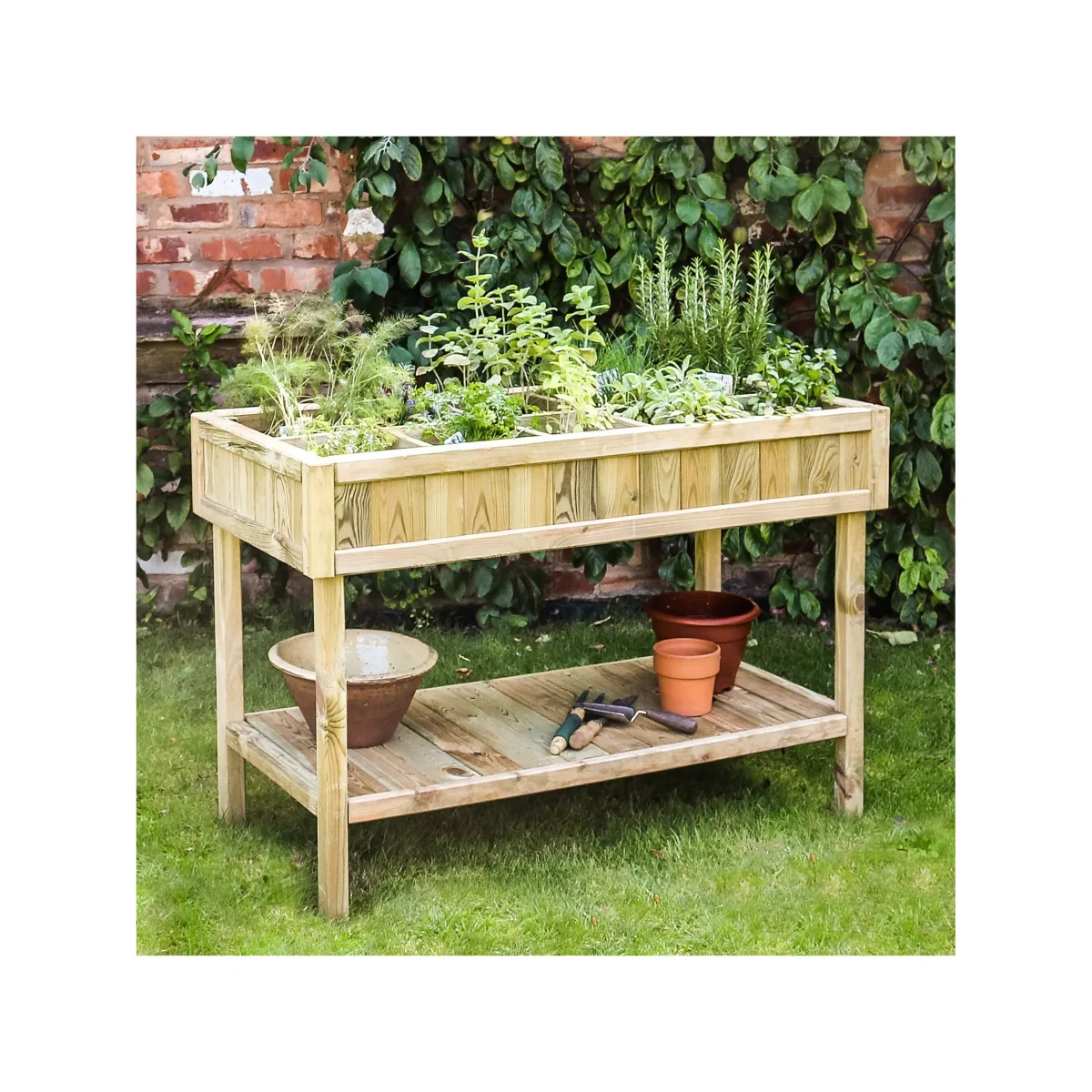 Zest Wooden Raised Herb Planter, Natural – image 2