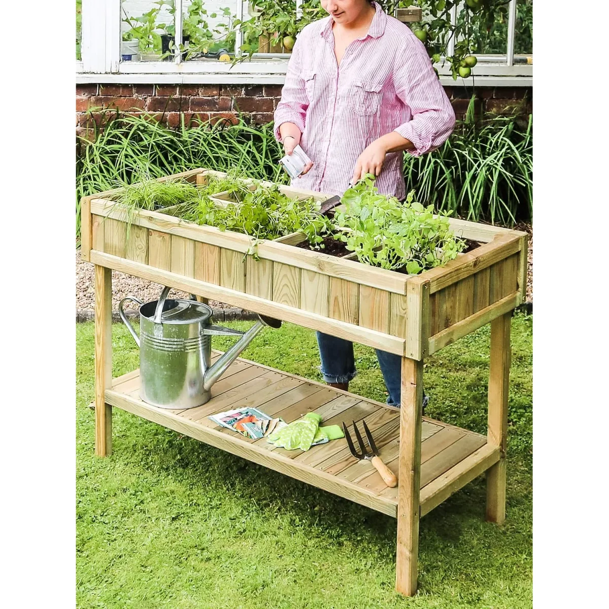 Zest Wooden Raised Herb Planter, Natural – image 4