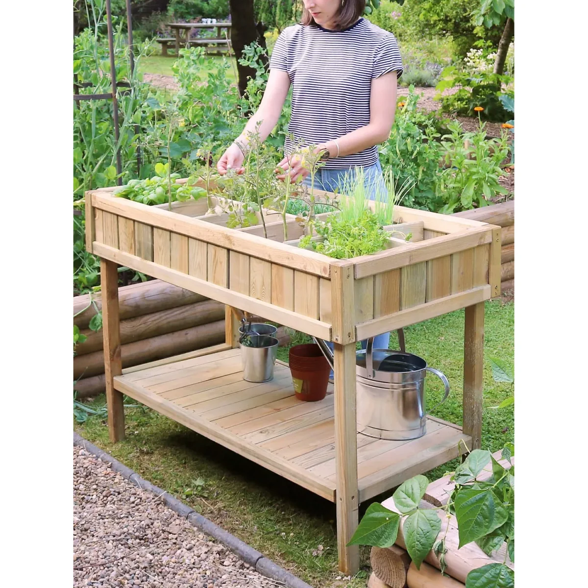 Zest Wooden Raised Herb Planter, Natural – image 6