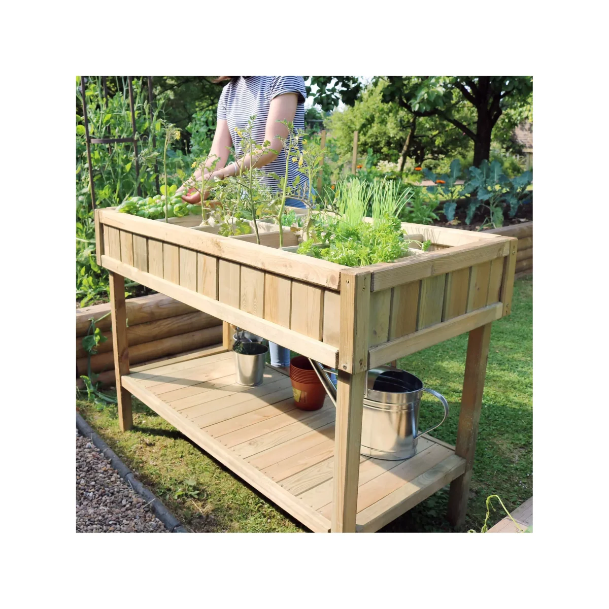 Zest Wooden Raised Herb Planter, Natural – image 8