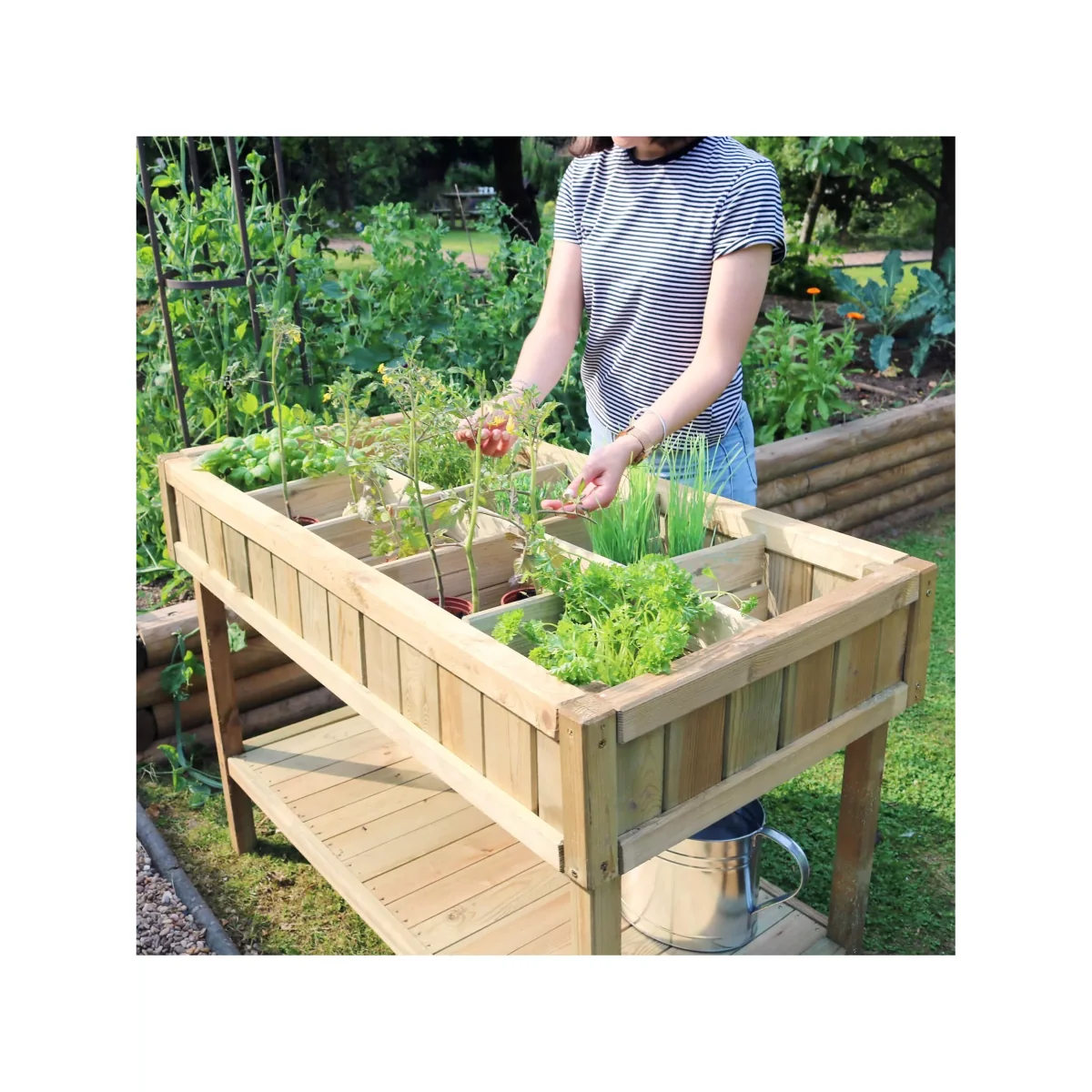 Zest Wooden Raised Herb Planter, Natural – image 9