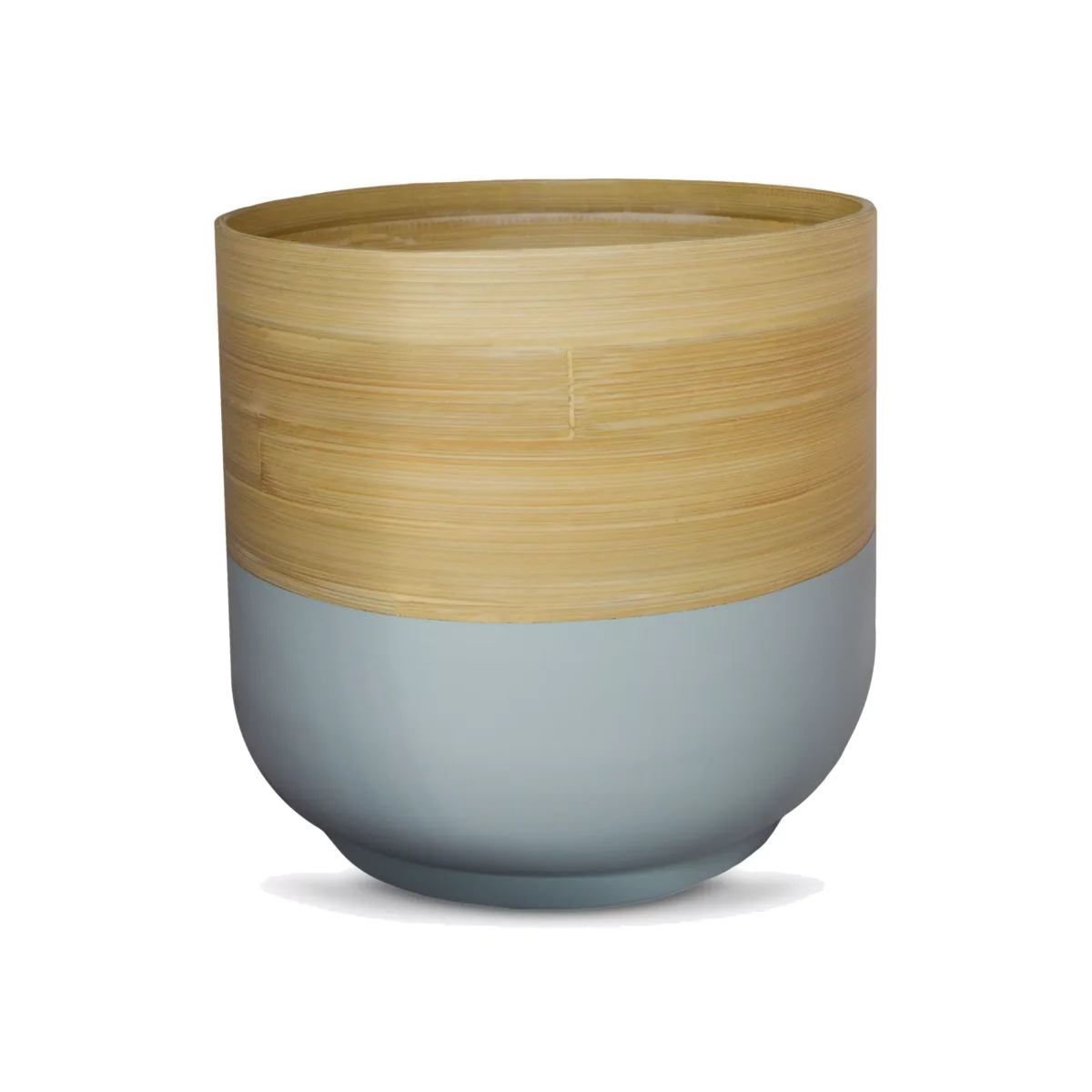 Ivyline Bamboo Indoor Plant Pot Cover, 23cm, Grey/Natural