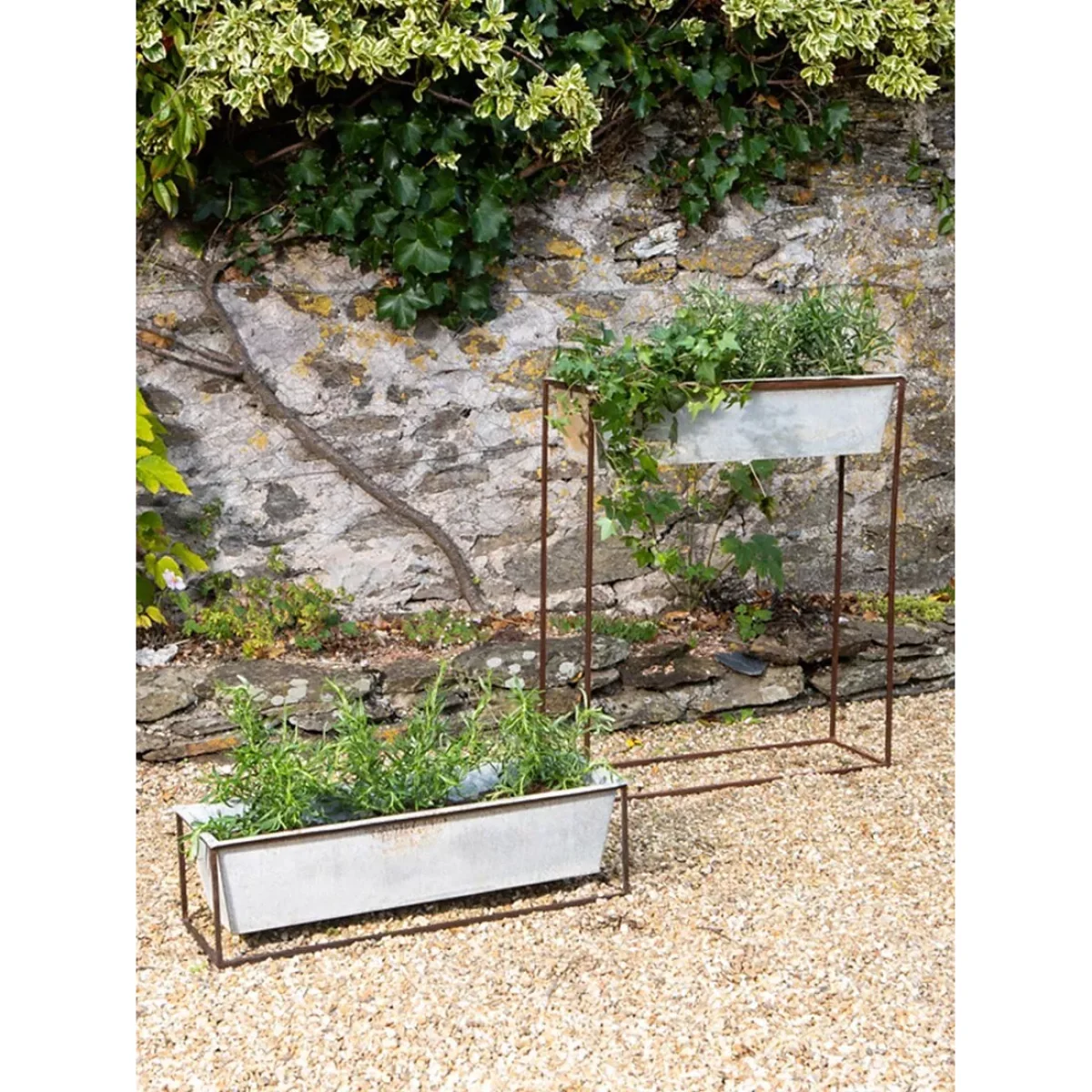 Nkuku Narlu Wide Freestanding Window Box Outdoor Planter, W62cm, Aged Zinc – image 2