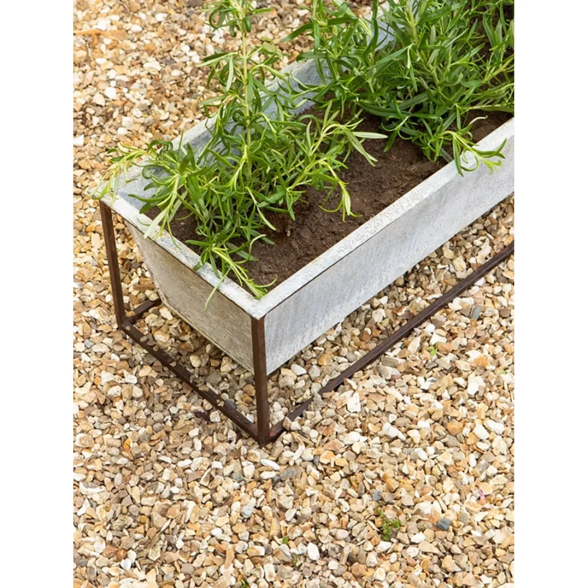 Nkuku Narlu Wide Freestanding Window Box Outdoor Planter, W62cm, Aged Zinc – image 3