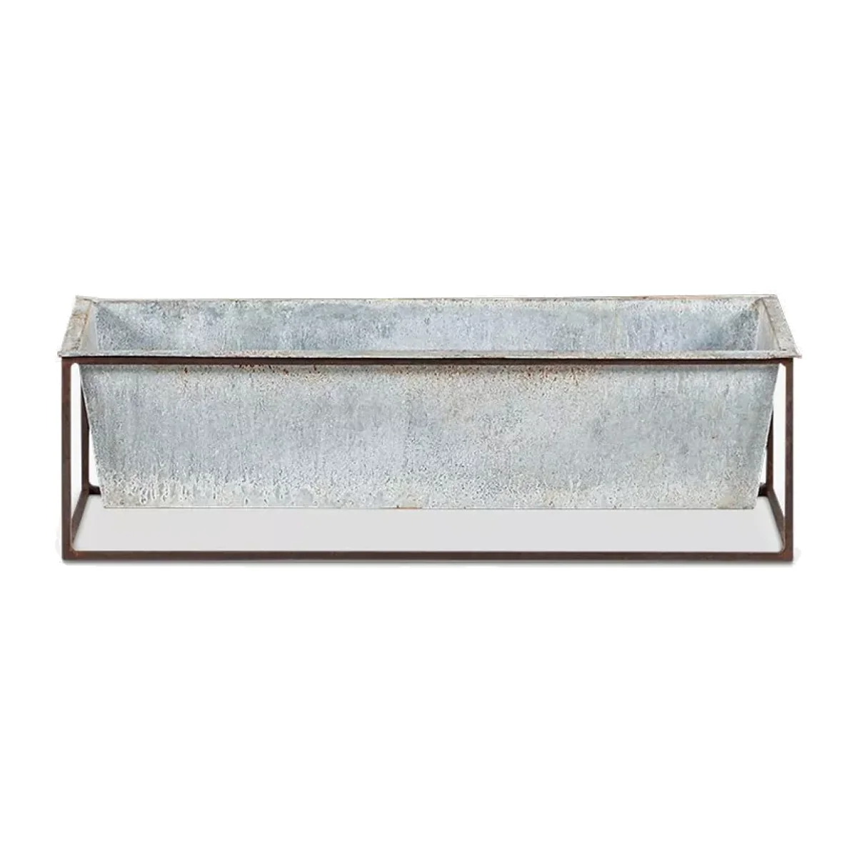 Nkuku Narlu Wide Freestanding Window Box Outdoor Planter, W62cm, Aged Zinc – image 1