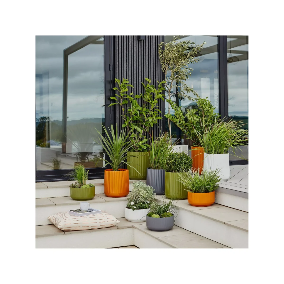 Ivyline Hudson Corrugated Steel Indoor/Outdoor Planters, Set of 2 – image 2