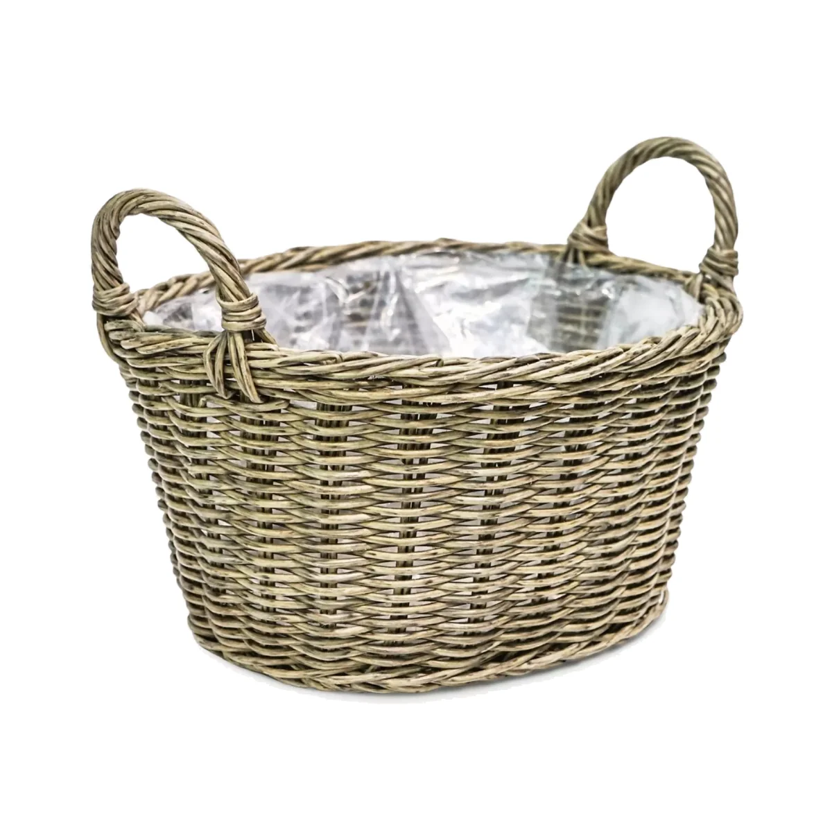 Ivyline Woven Rattan Outdoor Basket Planter – image 1