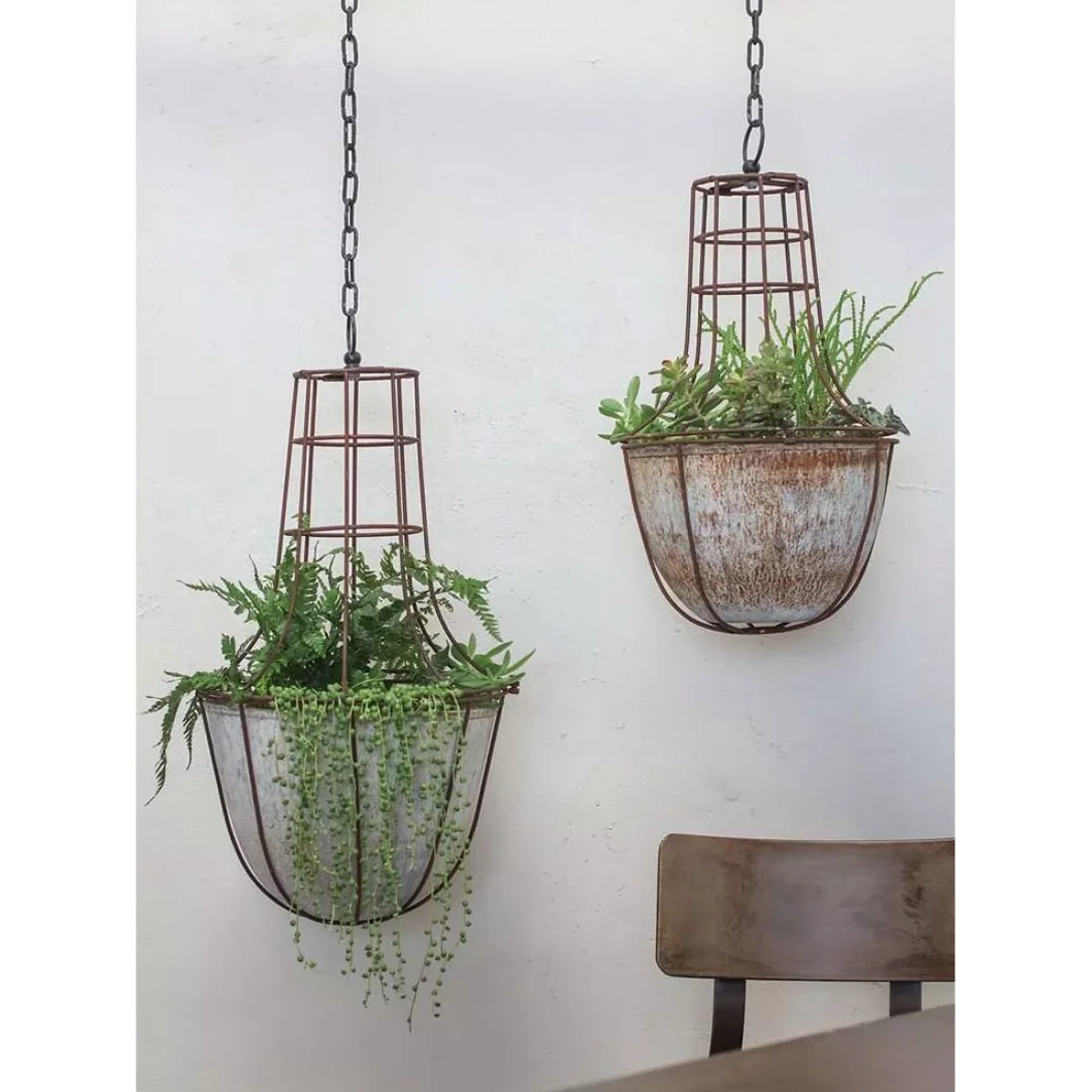 Nkuku Abari Outdoor Caged Planter, Aged Zinc – image 2