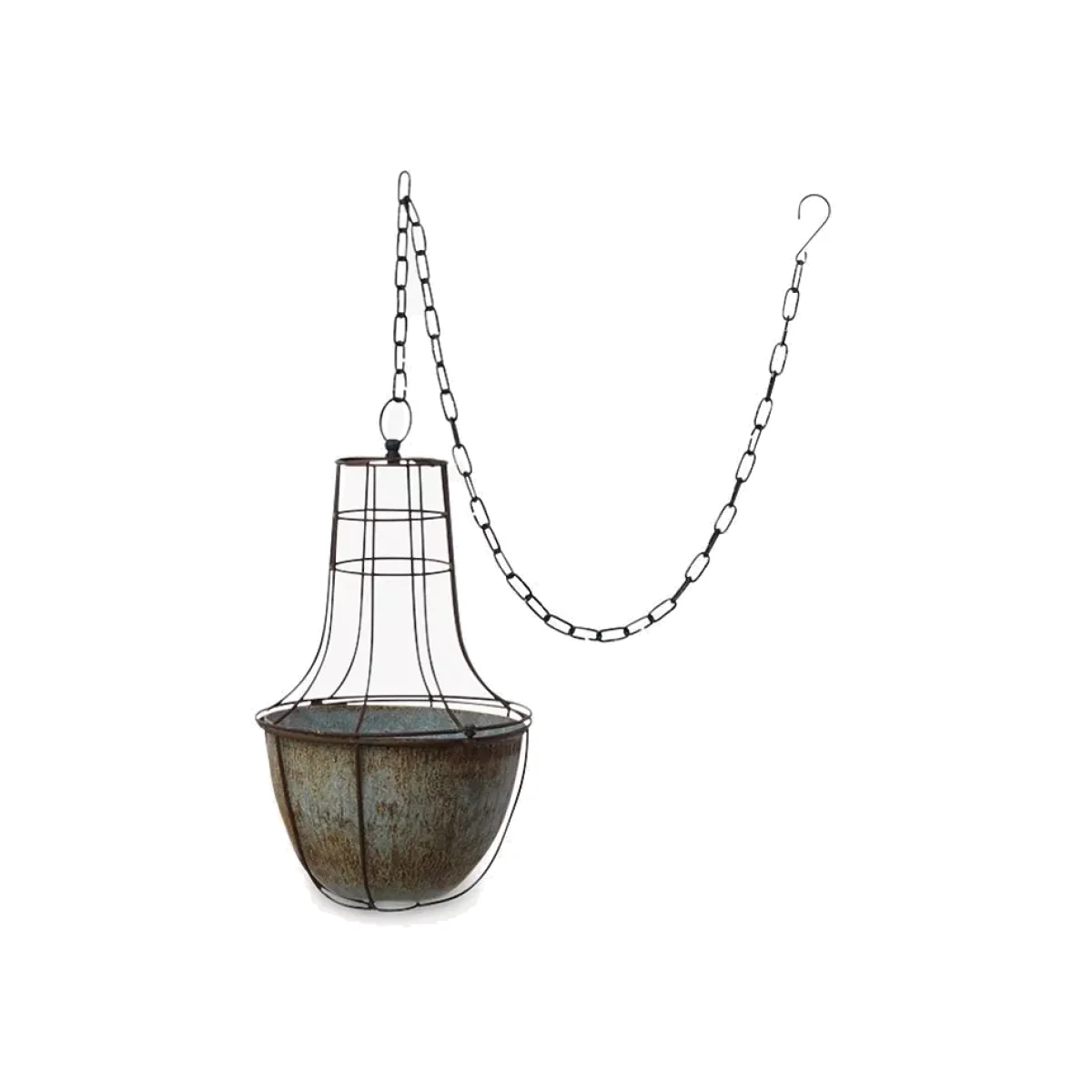 Nkuku Abari Outdoor Caged Planter, Aged Zinc – image 1