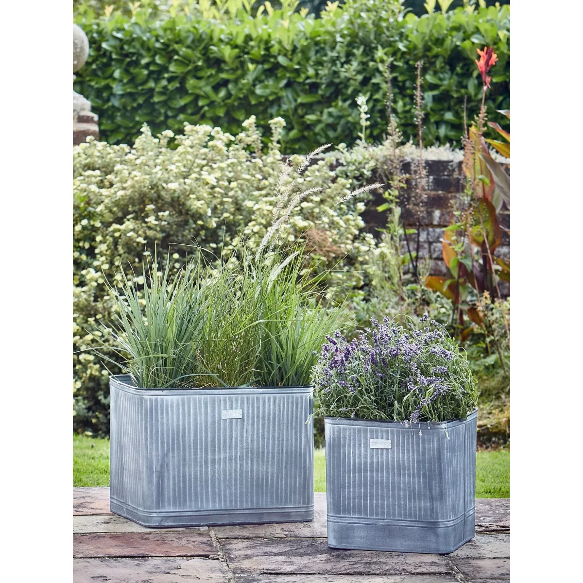 Ivyline Hampton Galvanised Metal Outdoor Planter, 50cm, Grey – image 4
