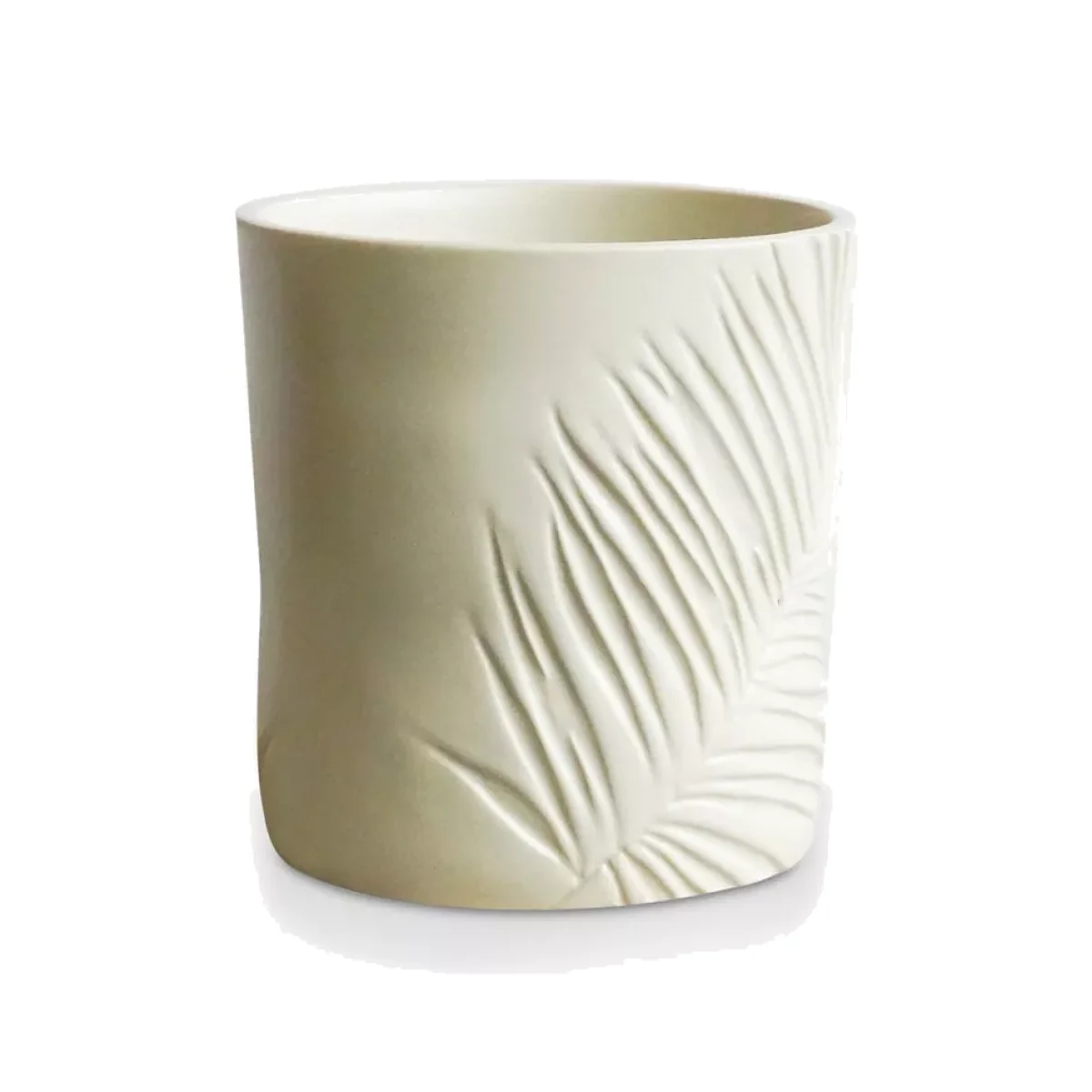 Ivyline Kew Gardens Sago Palm Embossed Ceramic Indoor Planter, Ivory, H18cm