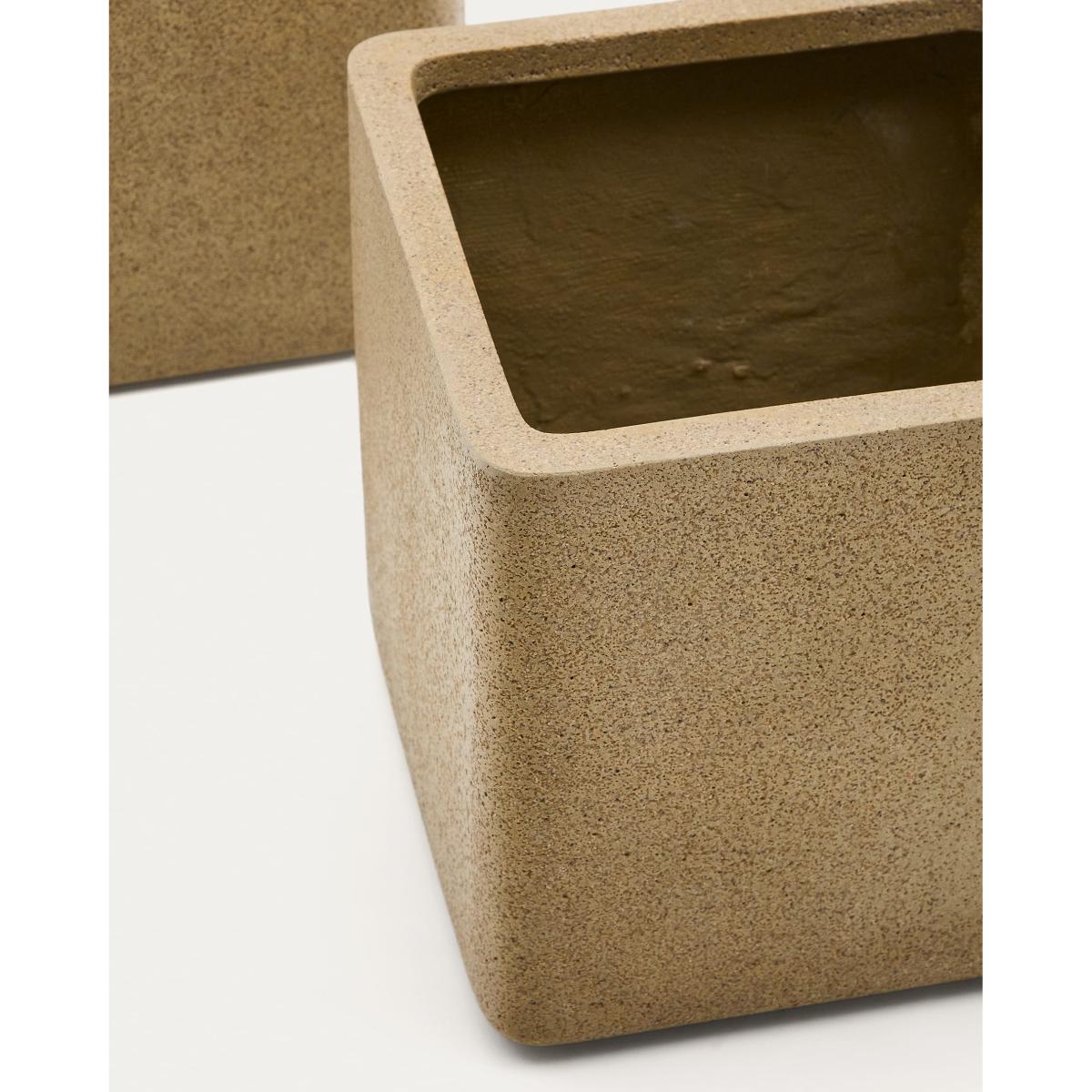 Set of 2 Minoa planters with mustard stone effect 44 x 44 cm – image 2