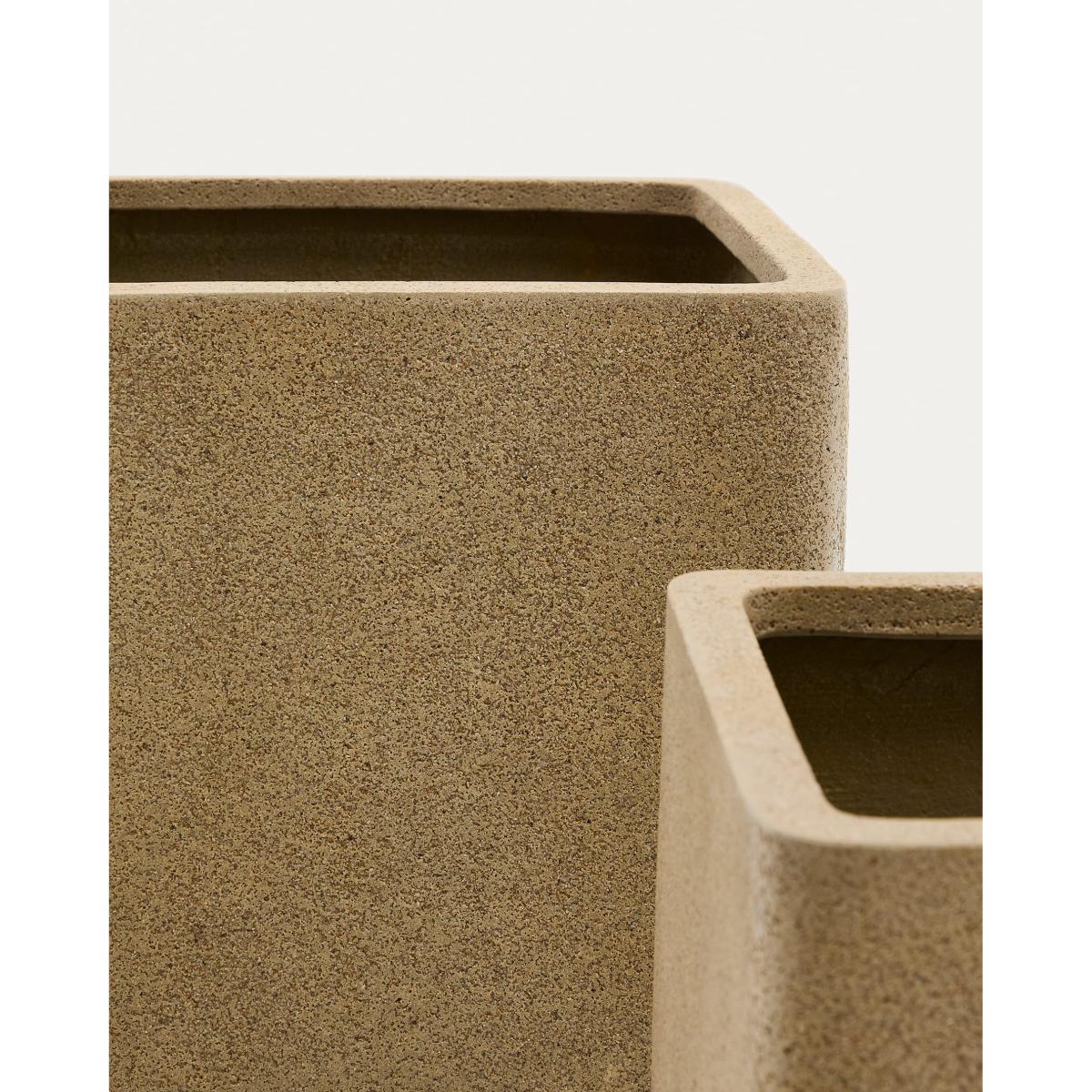 Set of 2 Minoa planters with mustard stone effect 44 x 44 cm – image 3