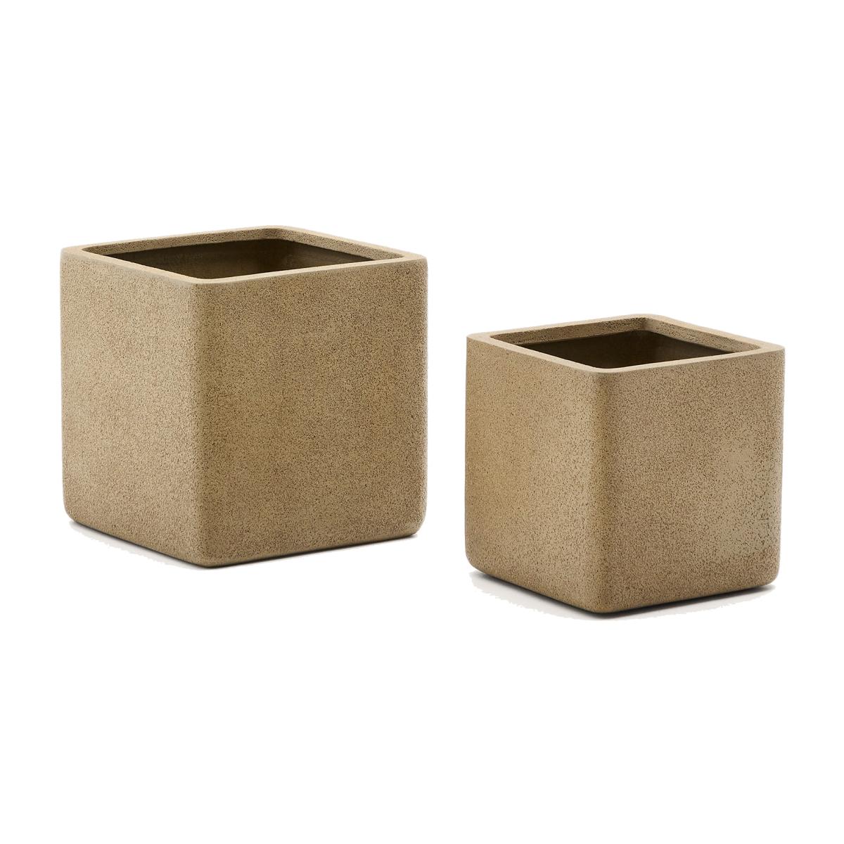 Set of 2 Minoa planters with mustard stone effect 44 x 44 cm – image 1