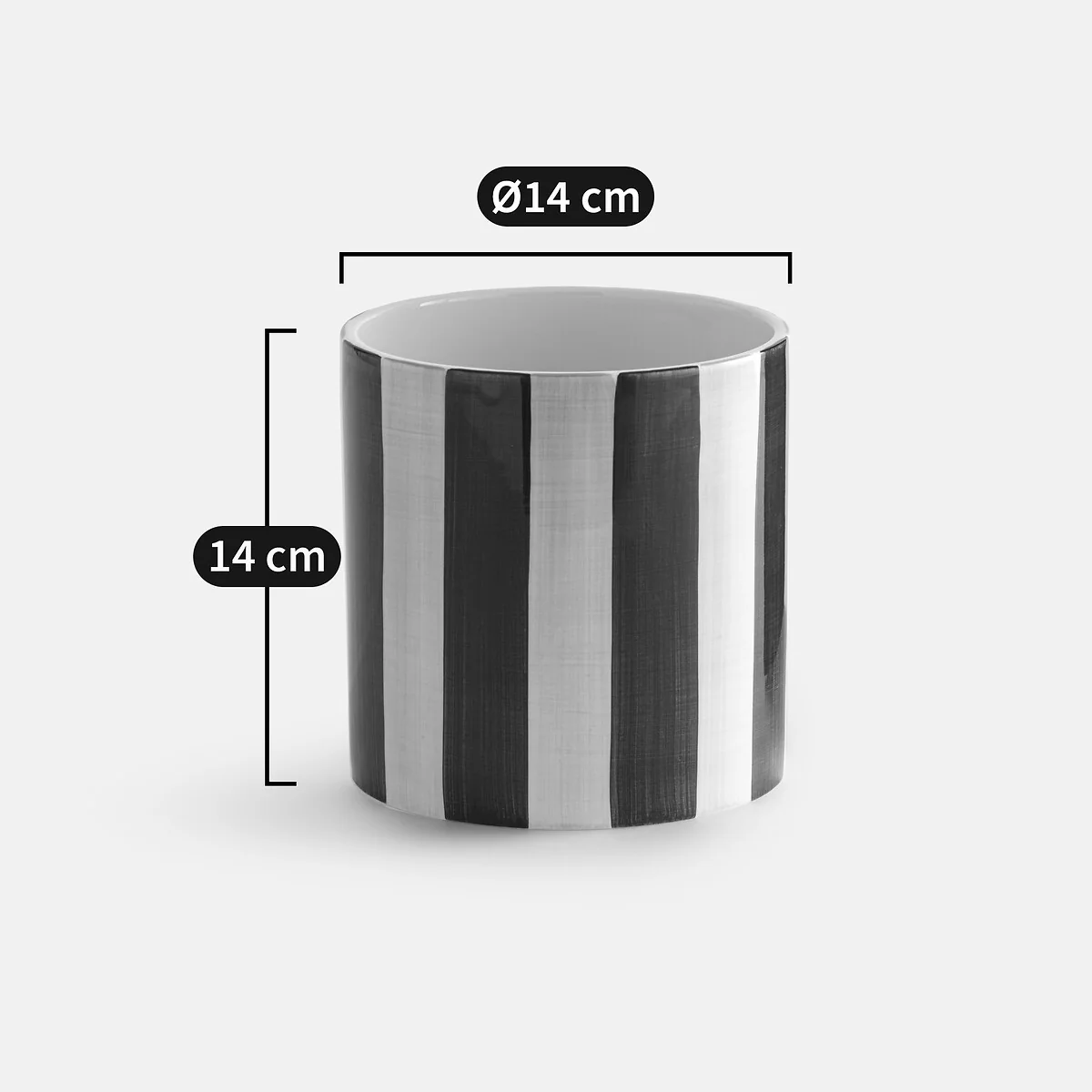 Jaoma Striped Ceramic Plant Pot Holder Diameter 14cm – image 4