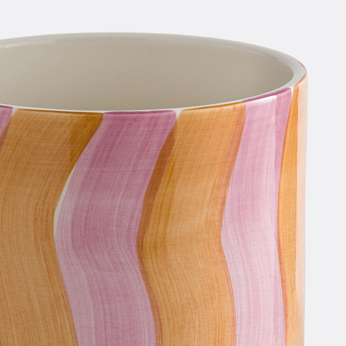 Touma Striped Glazed Ceramic Plant Pot Holder Diameter 14cm – image 3