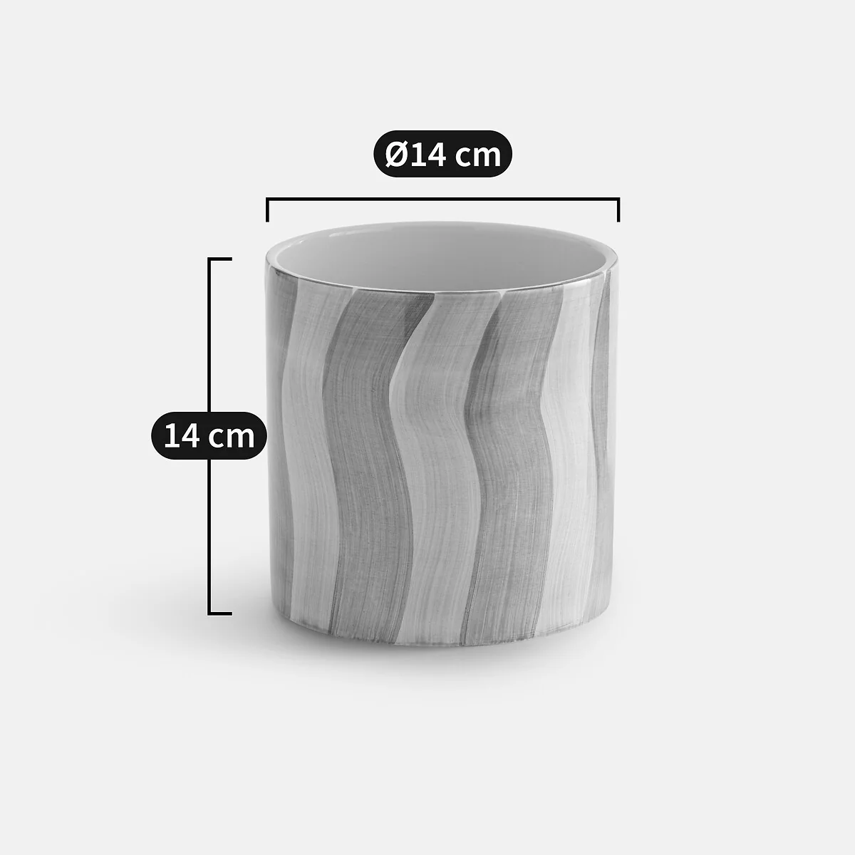 Touma Striped Glazed Ceramic Plant Pot Holder Diameter 14cm – image 5