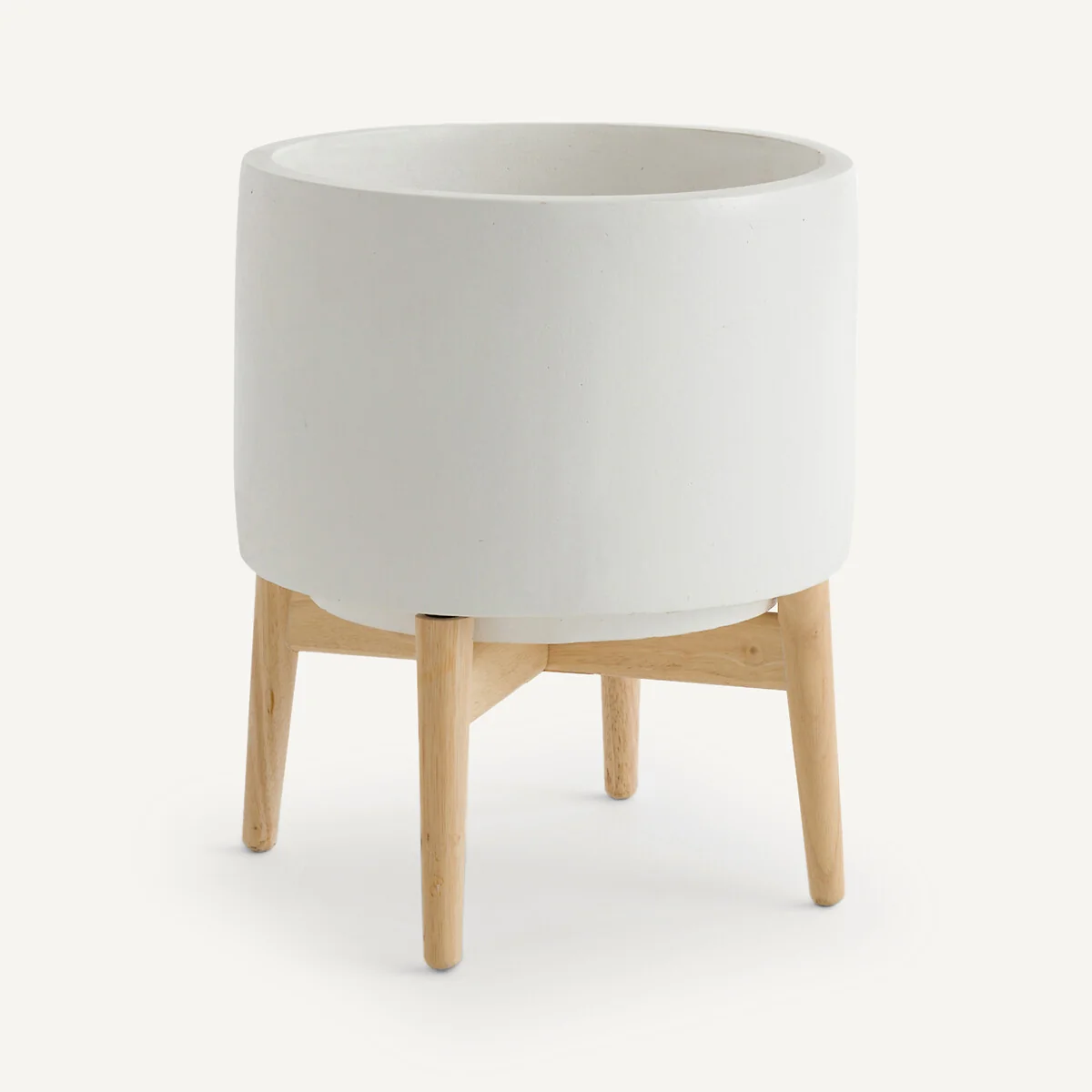 Florian Ceramic Planter with Wooden Stand – image 2