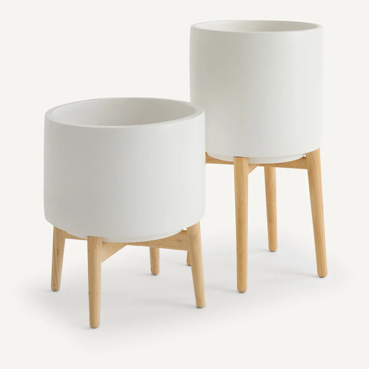 Florian Ceramic Planter with Wooden Stand – image 5