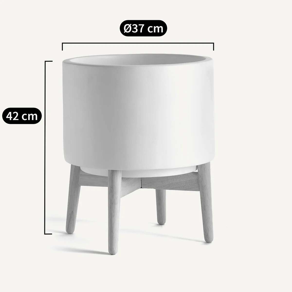 Florian Ceramic Planter with Wooden Stand – image 6