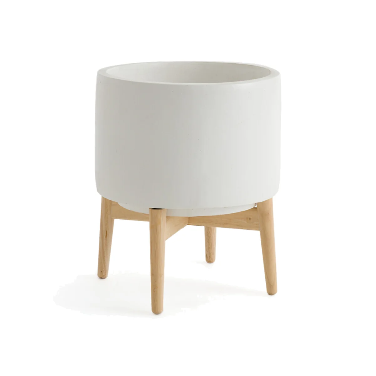 Florian Ceramic Planter with Wooden Stand – image 1