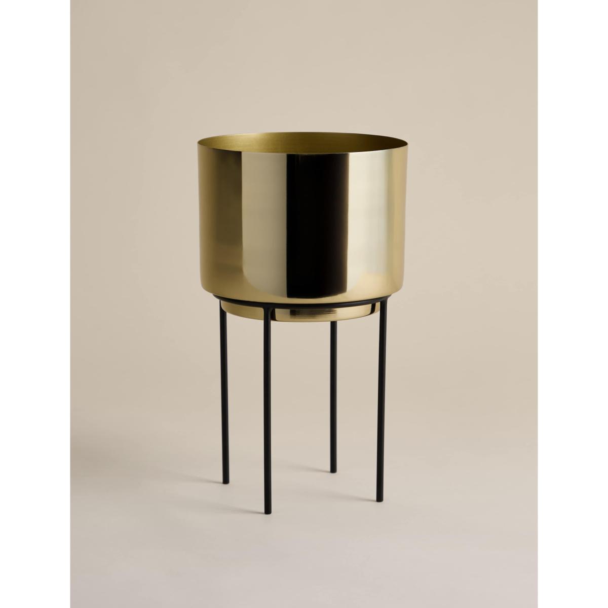 M&S Medium Gold Planter with Stand Gold – image 2