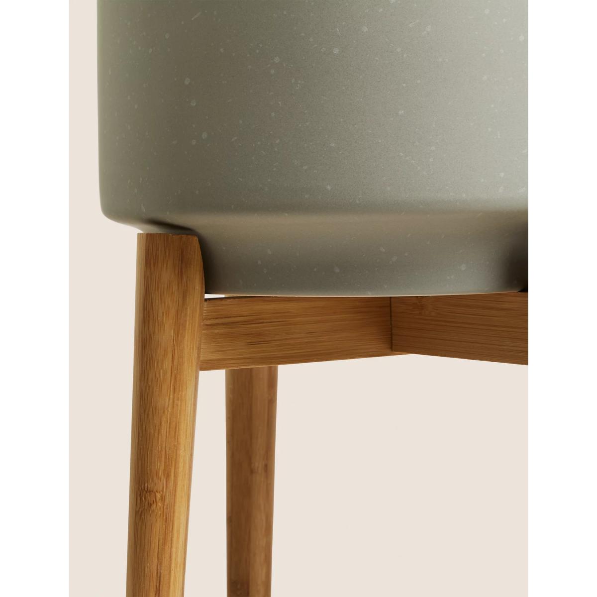 M&S Large Ceramic Planter with Stand - Grey, Grey – image 4