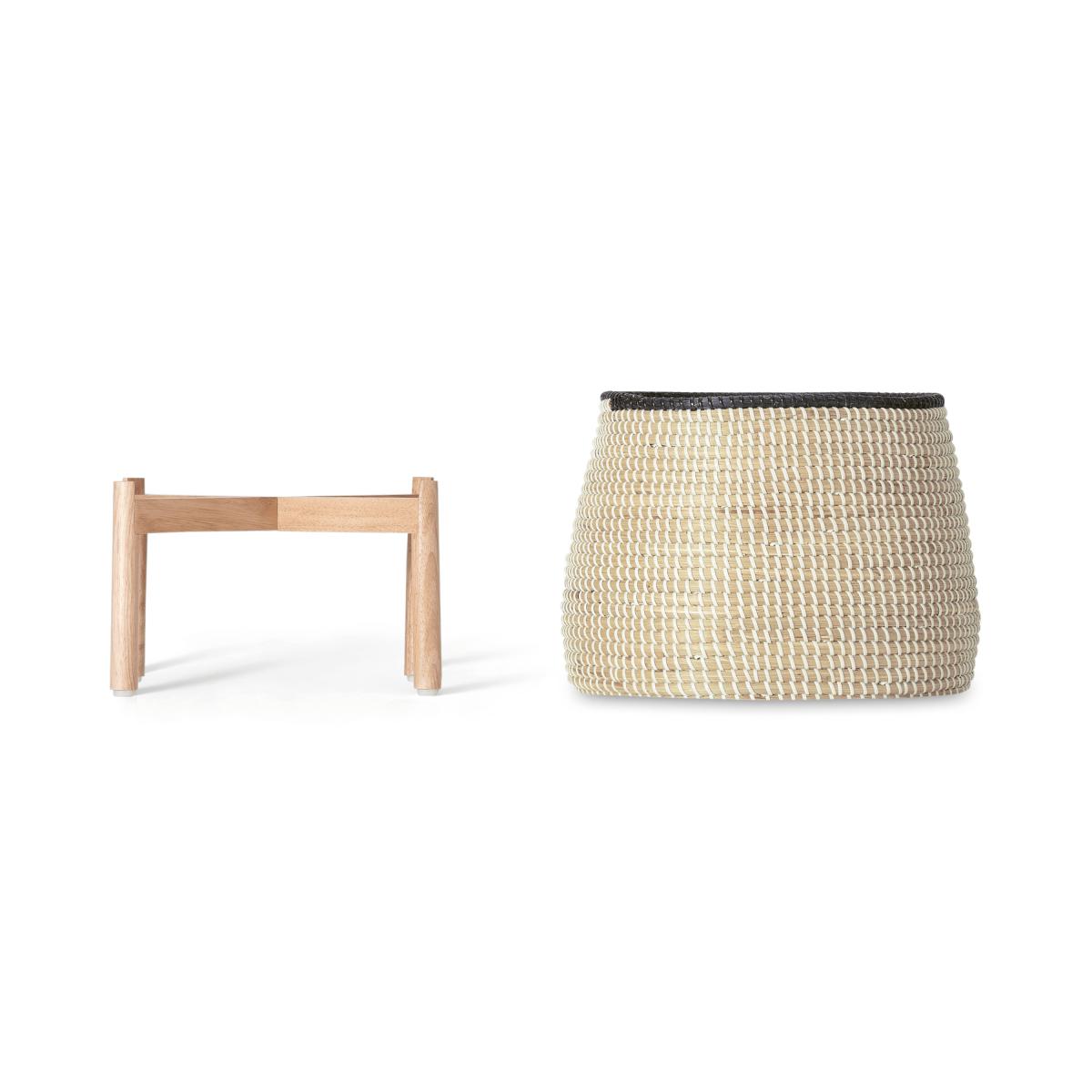 Melle Set of 2 Seagrass Planter Stands, Natural & Black – image 8