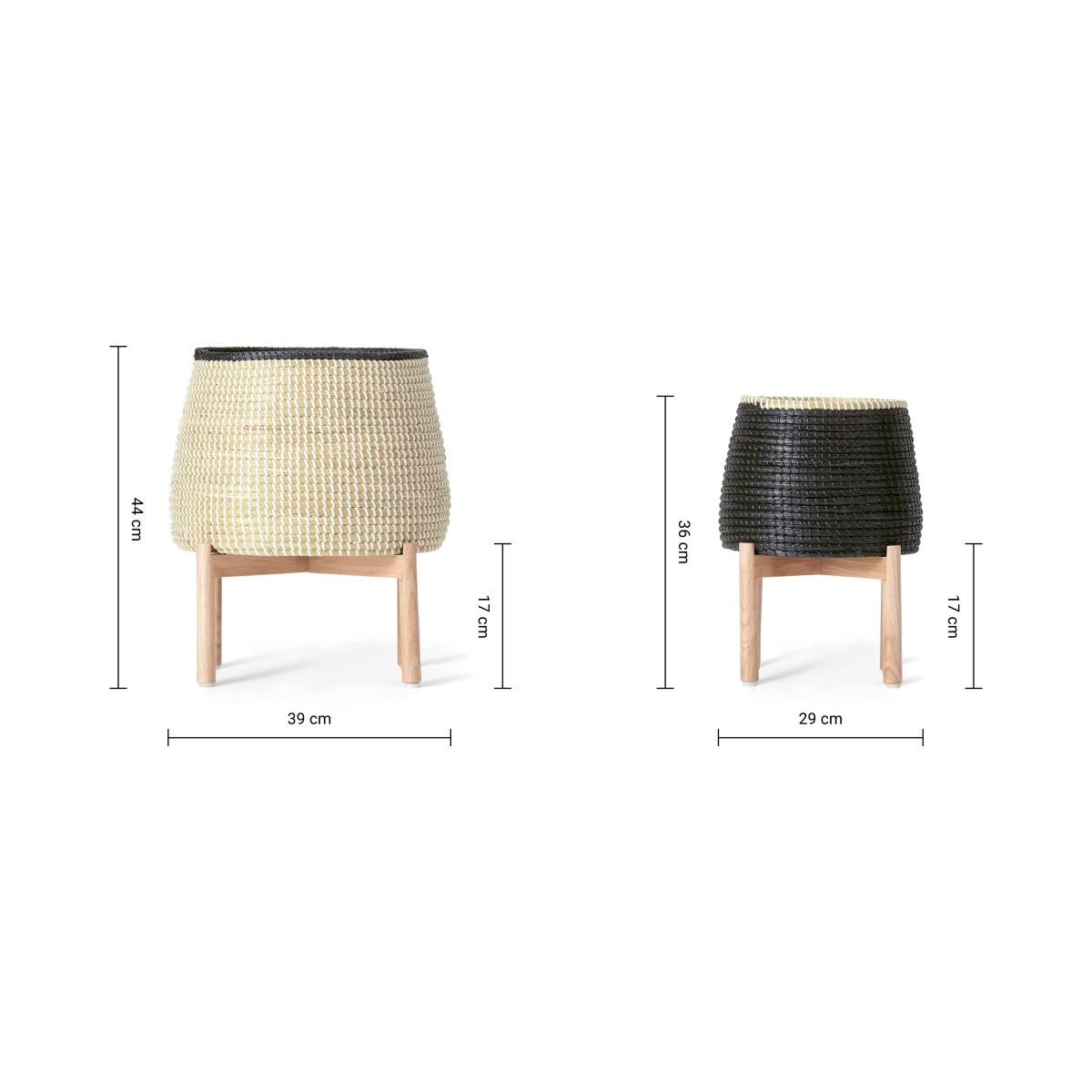 Melle Set of 2 Seagrass Planter Stands, Natural & Black – image 9