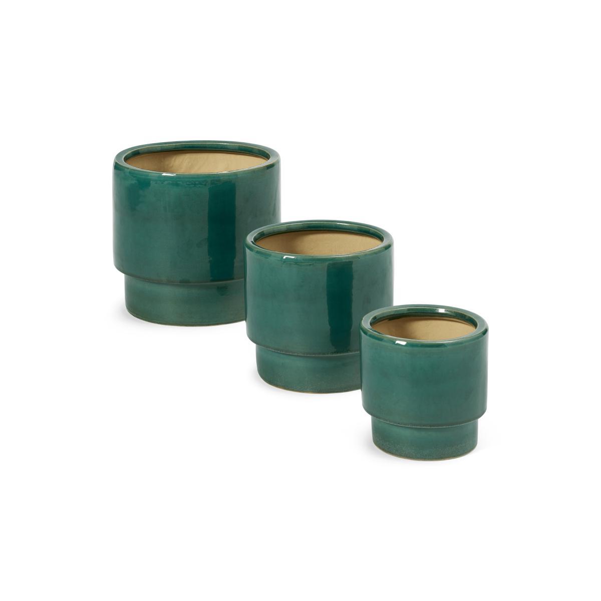 Salazar Set of 3 Planters with Platform, Turquoise Glaze Ceramic – image 2