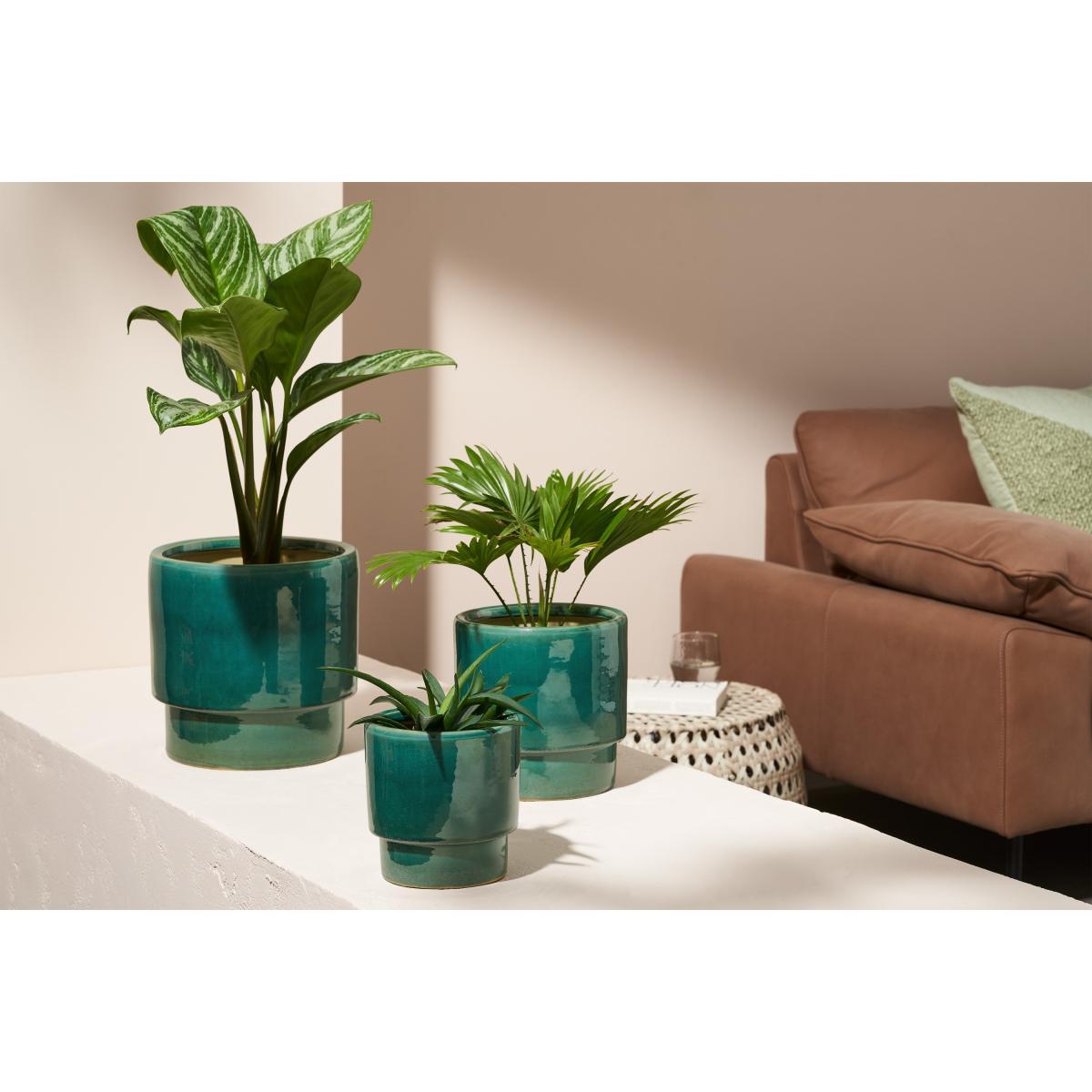Salazar Set of 3 Planters with Platform, Turquoise Glaze Ceramic – image 3
