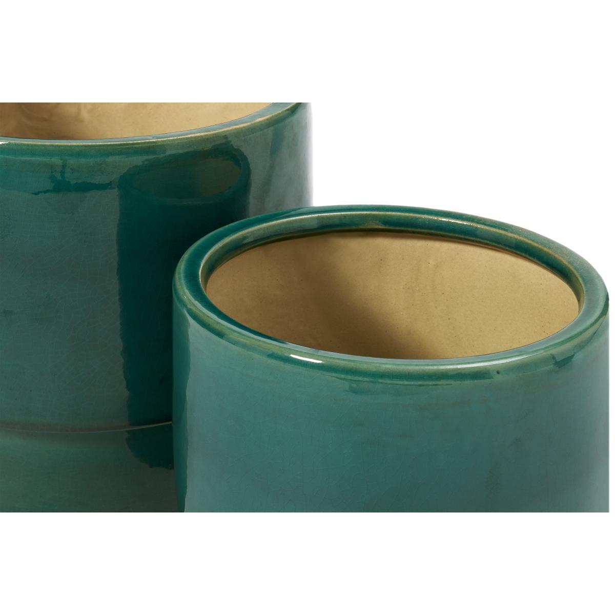 Salazar Set of 3 Planters with Platform, Turquoise Glaze Ceramic – image 4