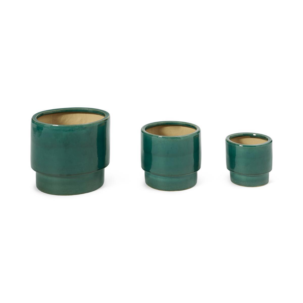 Salazar Set of 3 Planters with Platform, Turquoise Glaze Ceramic – image 5