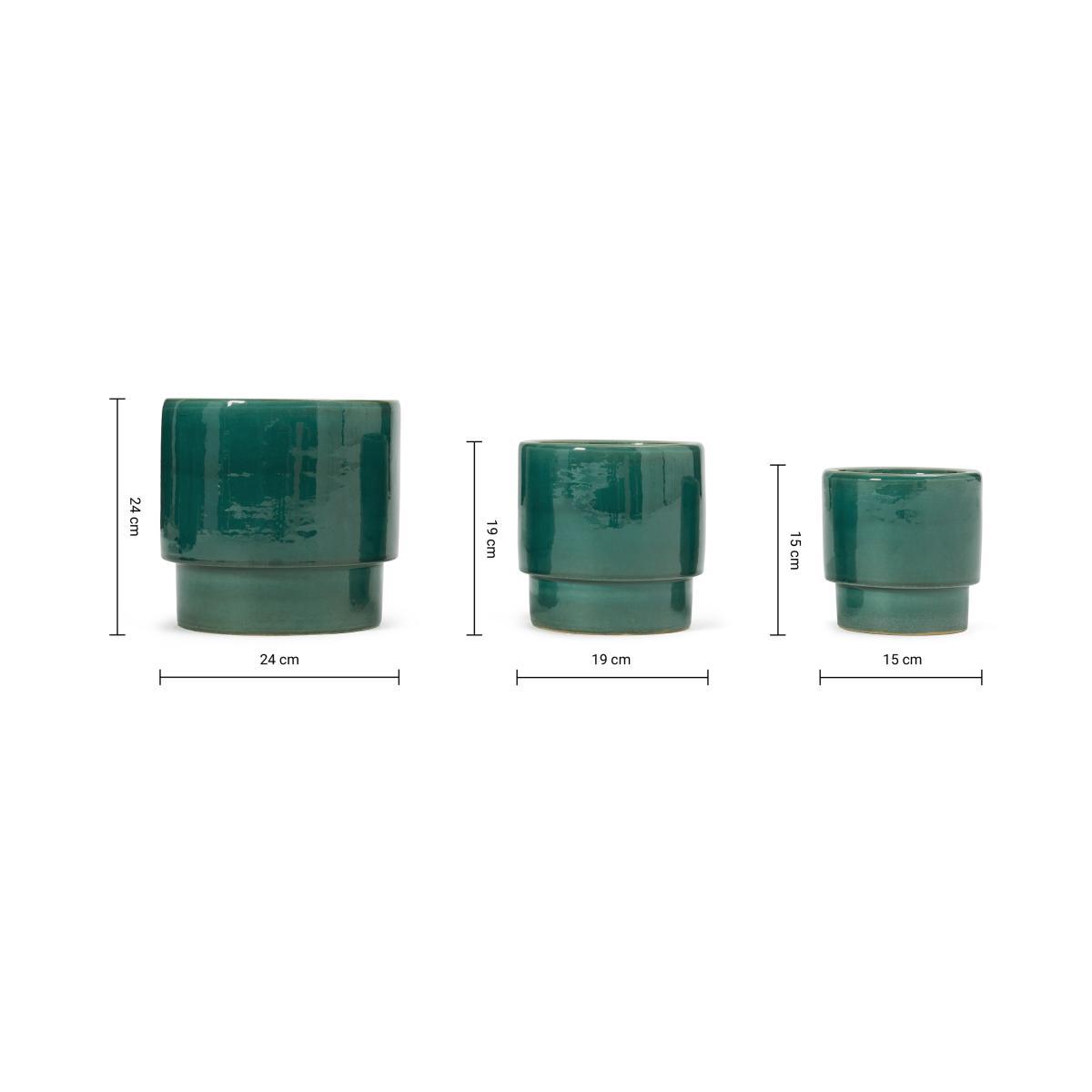 Salazar Set of 3 Planters with Platform, Turquoise Glaze Ceramic – image 8