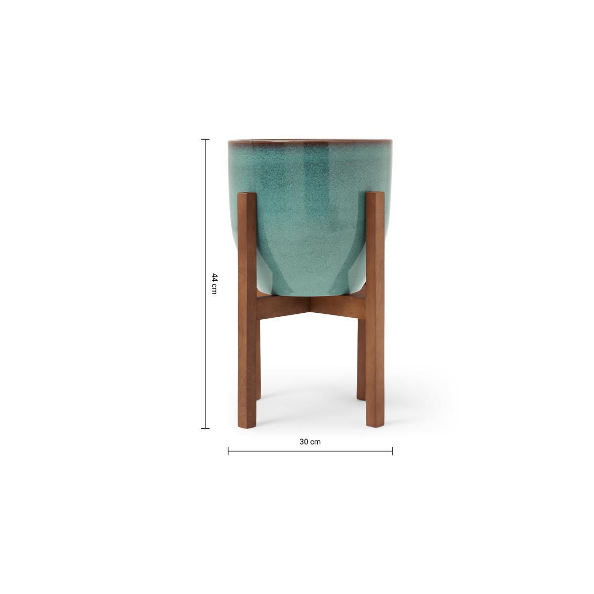 Silto Planter with Stand, Large, Teal Reactive Glaze – image 8