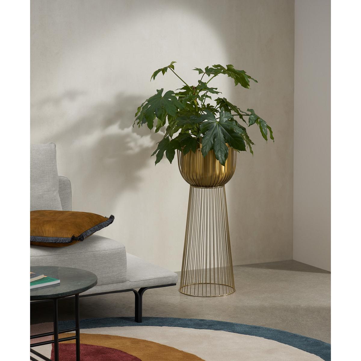 Carole Single Large Planter with Stand, Brass – image 3