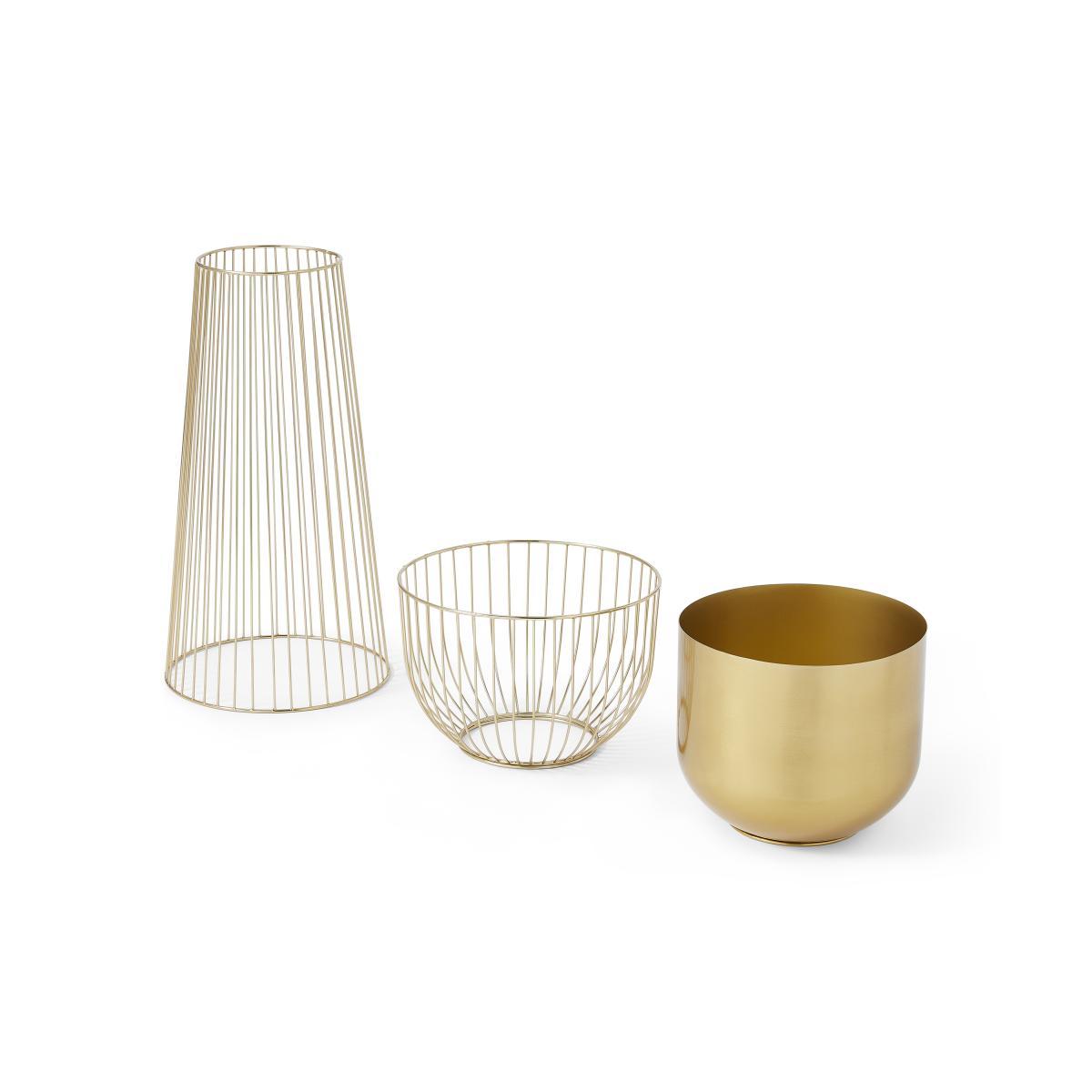 Carole Single Large Planter with Stand, Brass – image 5