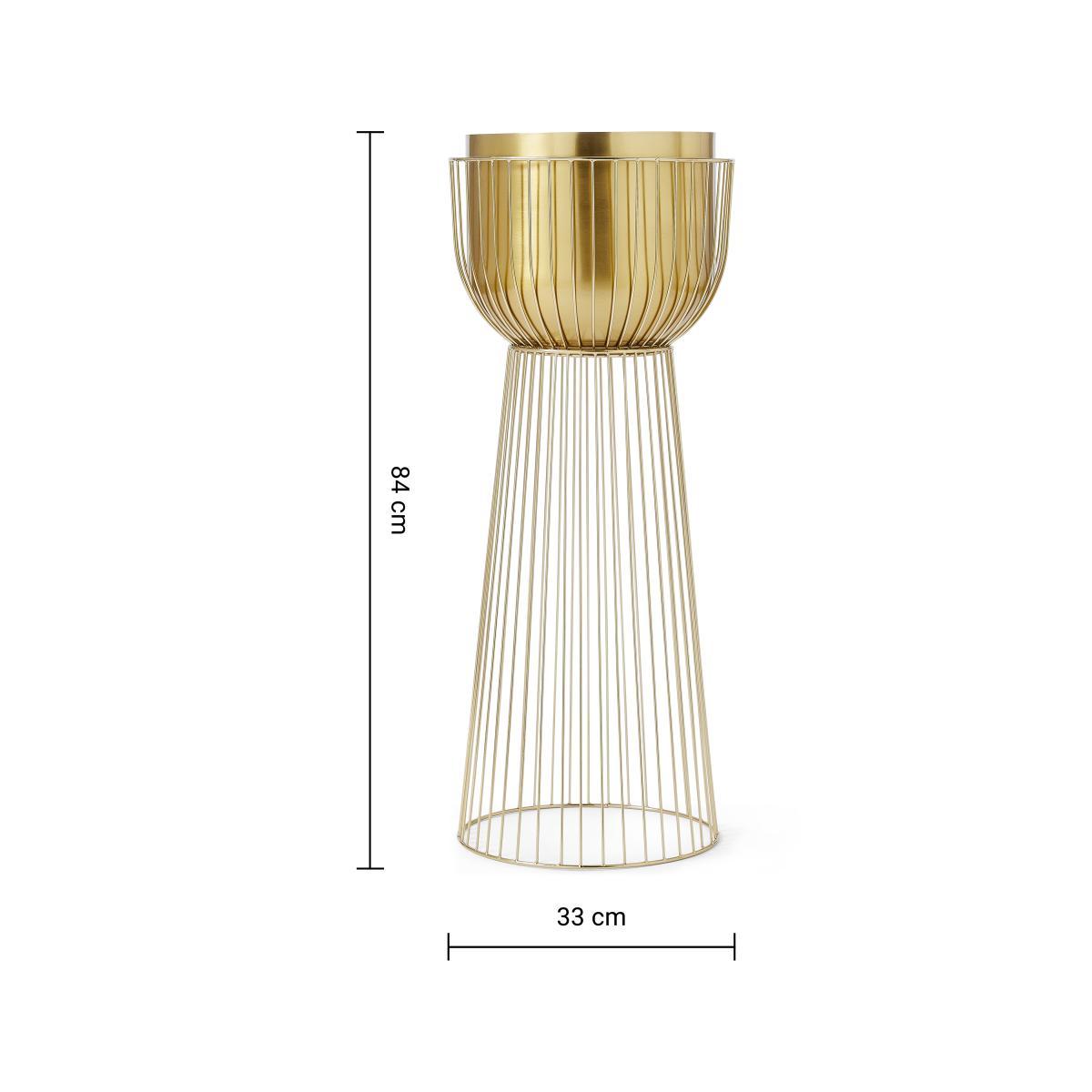 Carole Single Large Planter with Stand, Brass – image 8