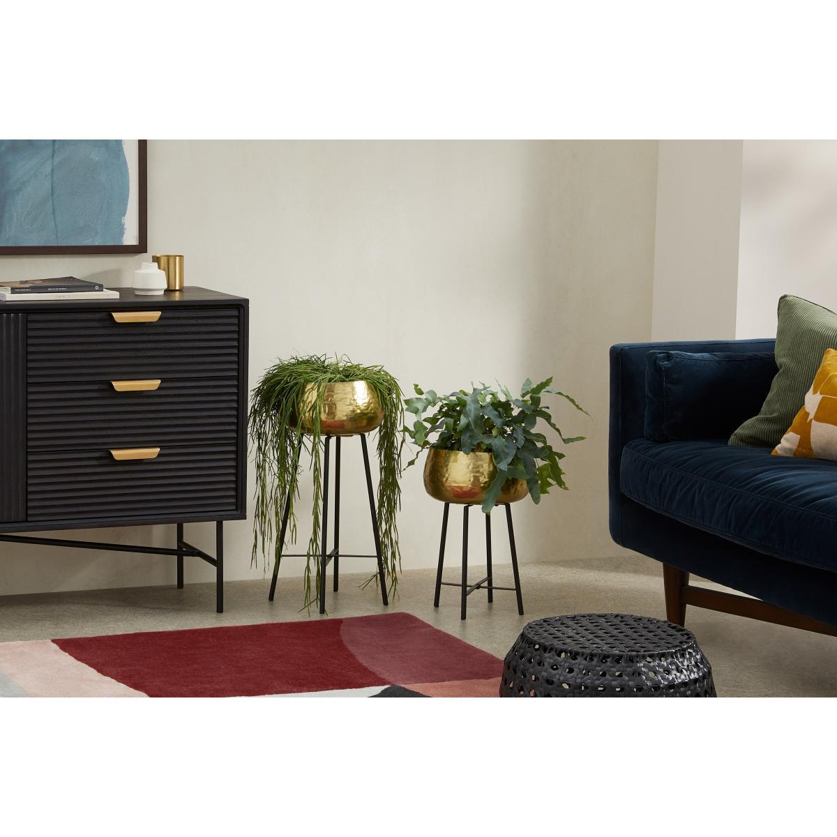 Boise Set of 2 Hammered Metal Planter with Metal Stand – image 3