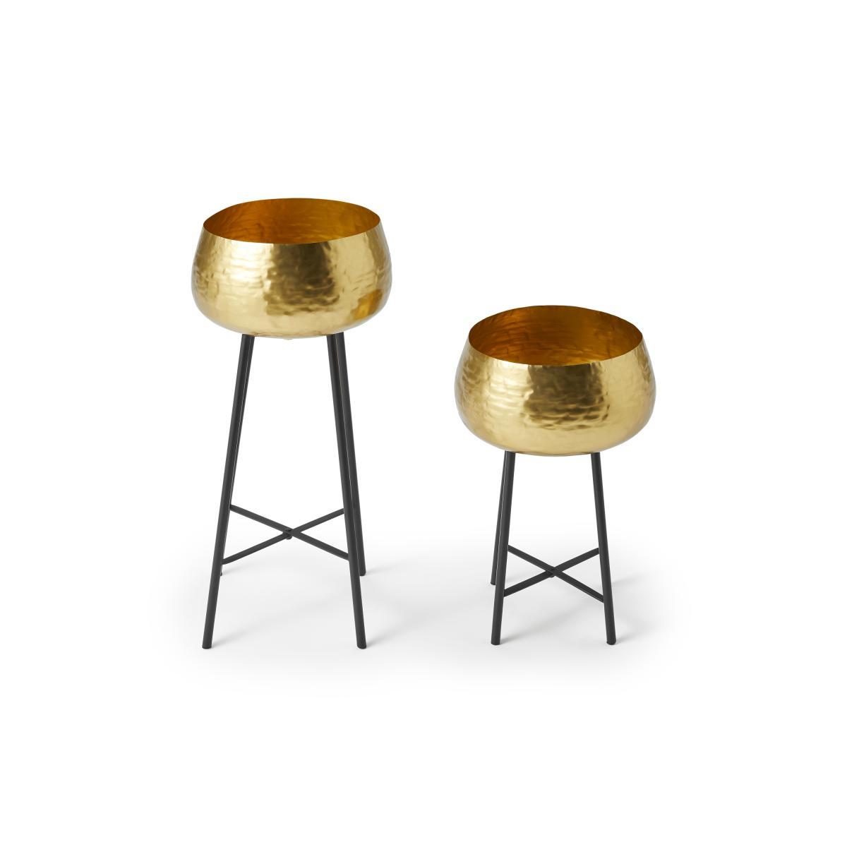 Boise Set of 2 Hammered Metal Planter with Metal Stand – image 5