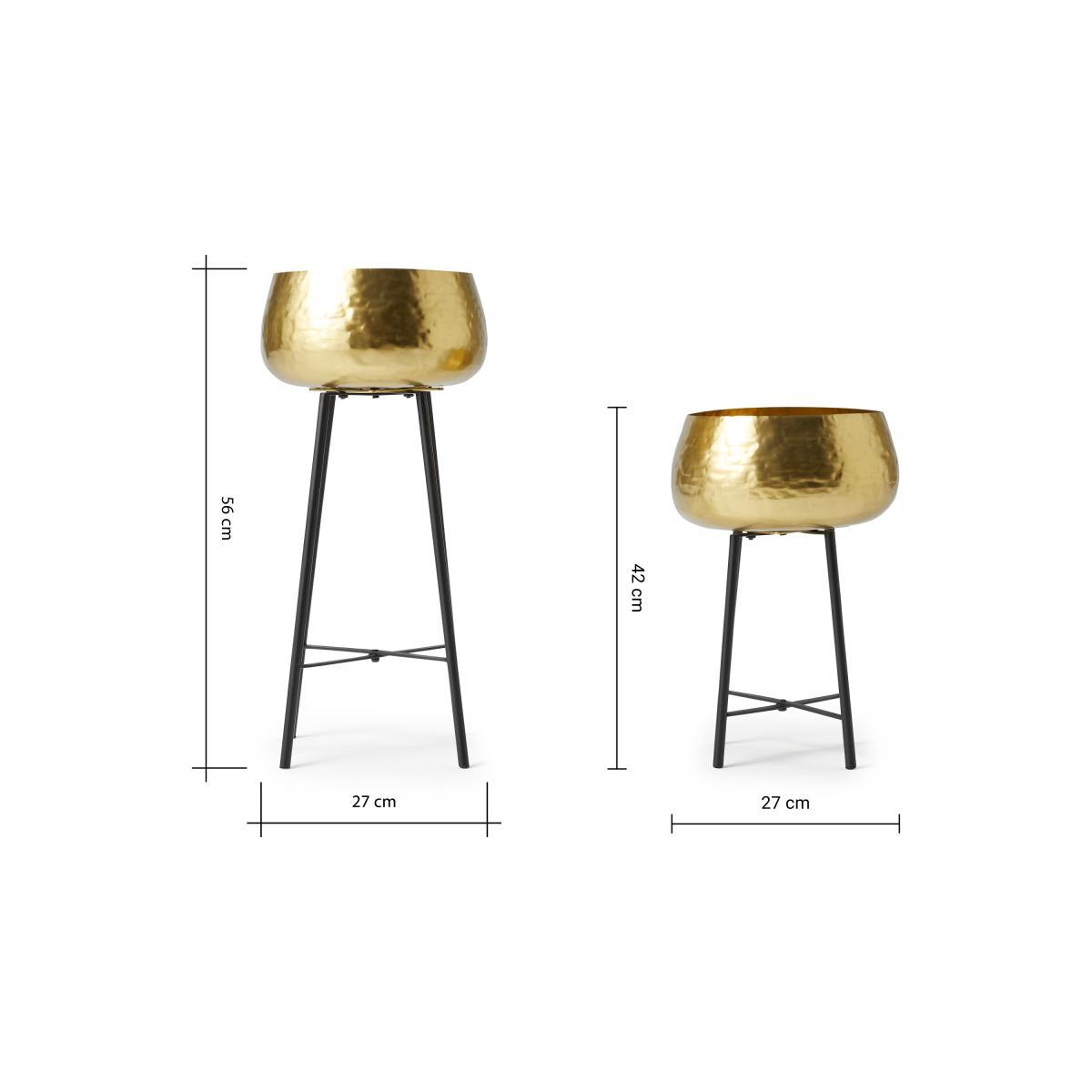 Boise Set of 2 Hammered Metal Planter with Metal Stand – image 8
