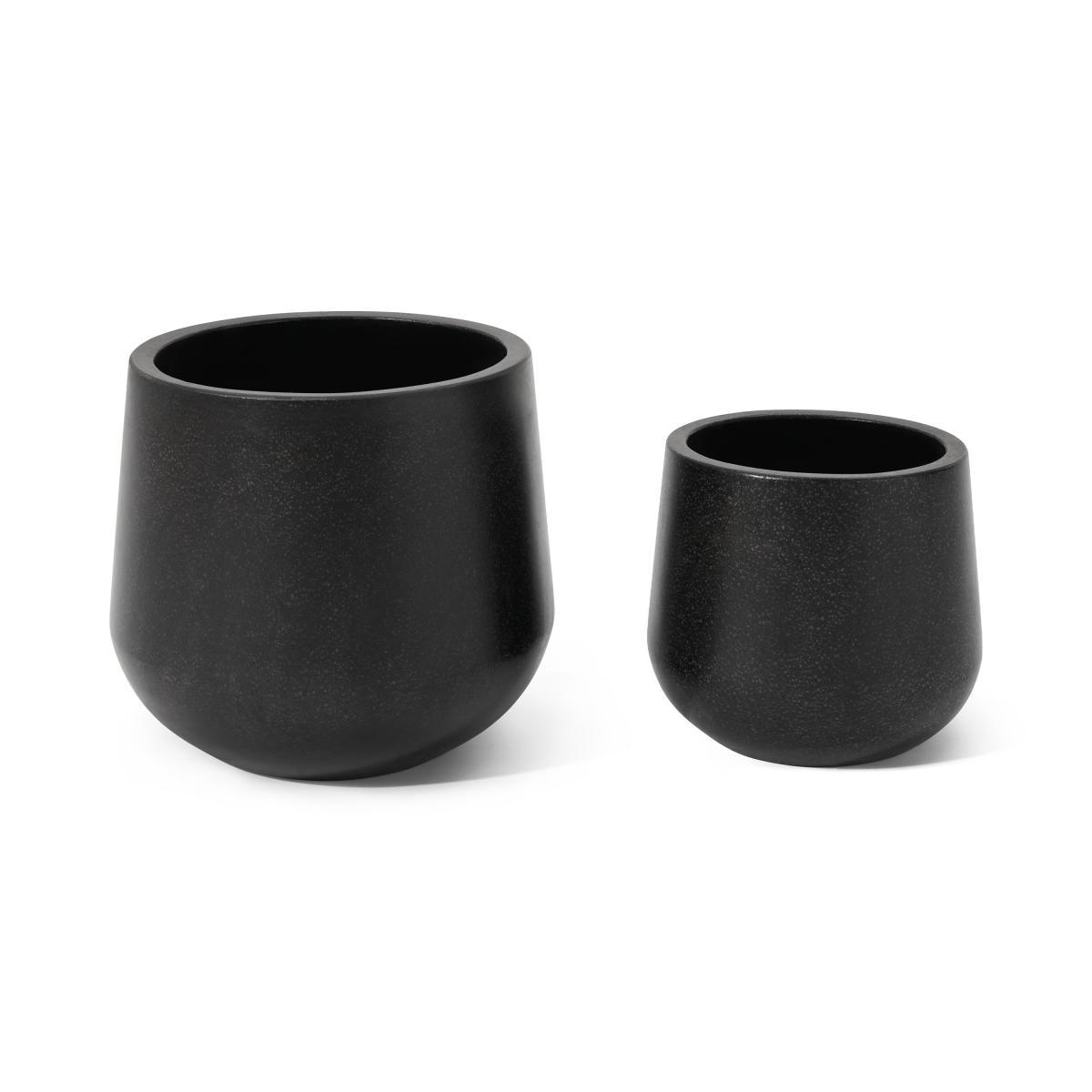 Colleta Set of 2 Splatter-Effect Planters, Charcoal Fibre Cement – image 2