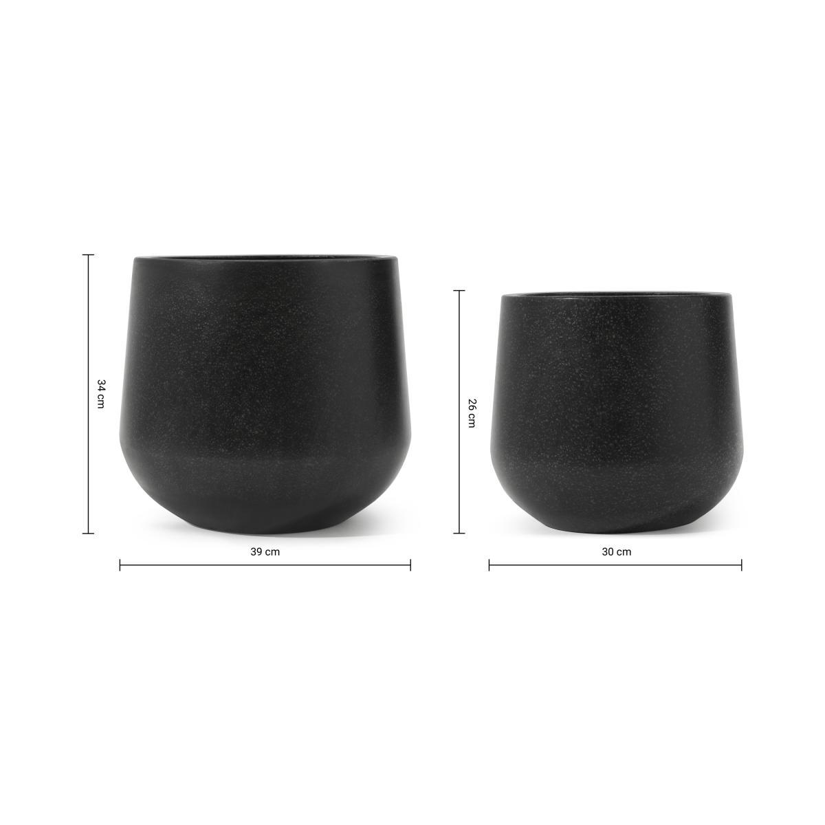 Colleta Set of 2 Splatter-Effect Planters, Charcoal Fibre Cement – image 8