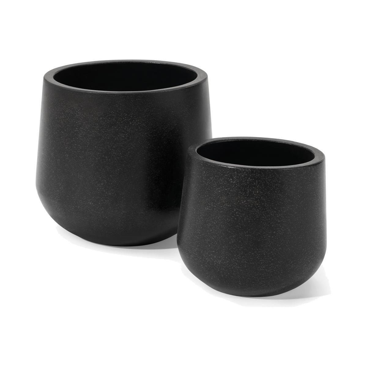 Colleta Set of 2 Splatter-Effect Planters, Charcoal Fibre Cement – image 1